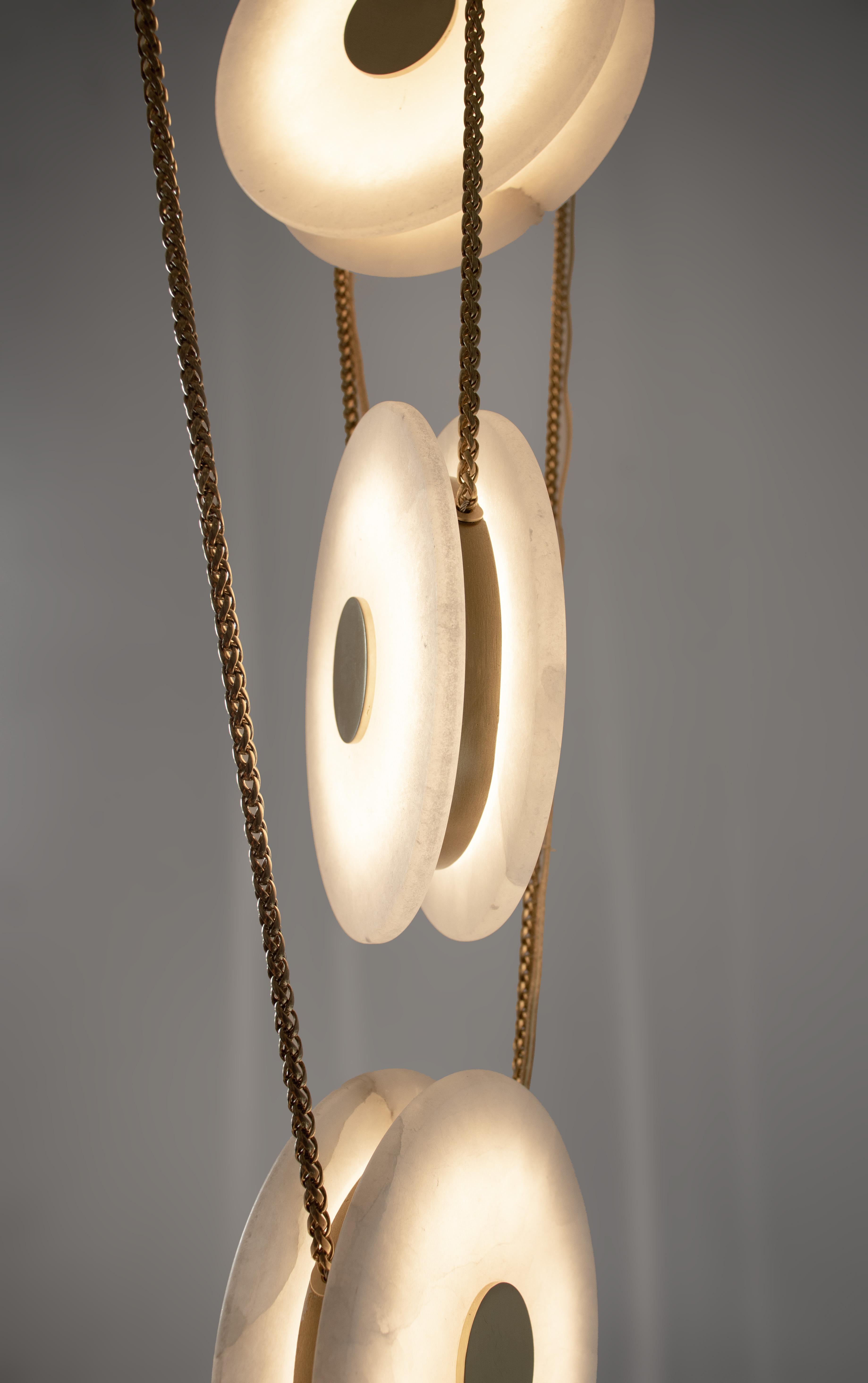 Solara Multi Pendant - Alabaster - Satin Brass In New Condition For Sale In Toronto, CA