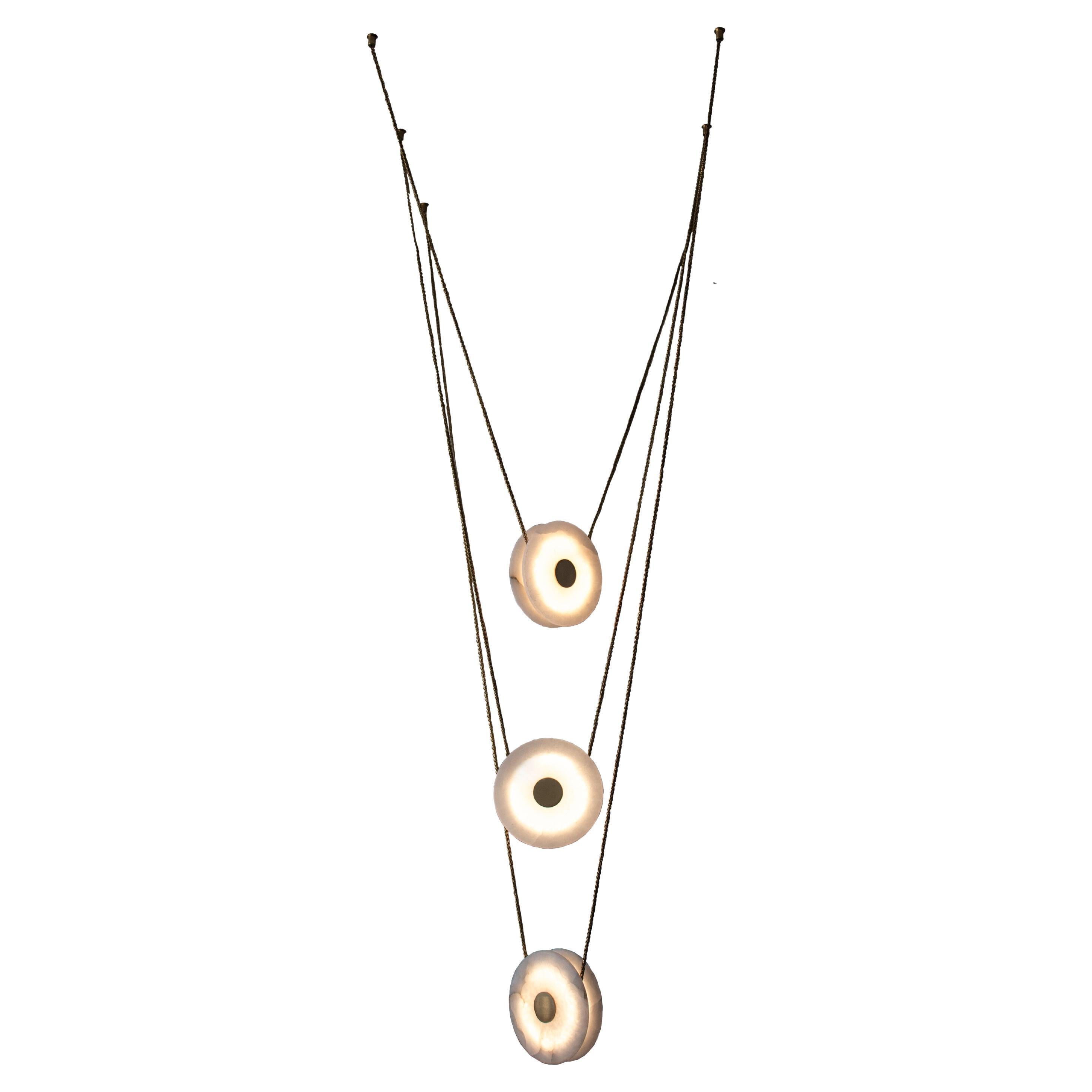 Solara Multi Pendant - Alabaster - Satin Brass For Sale