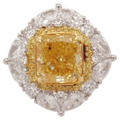 Solara - Natural Fancy Vivid Yellow GIA Certified Designer Diamond Ring in 18K