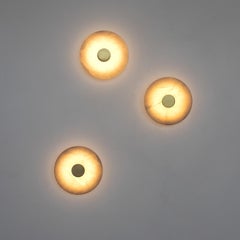 Solara Wall Sconce - 6 inch - Alabaster - Satin Brass