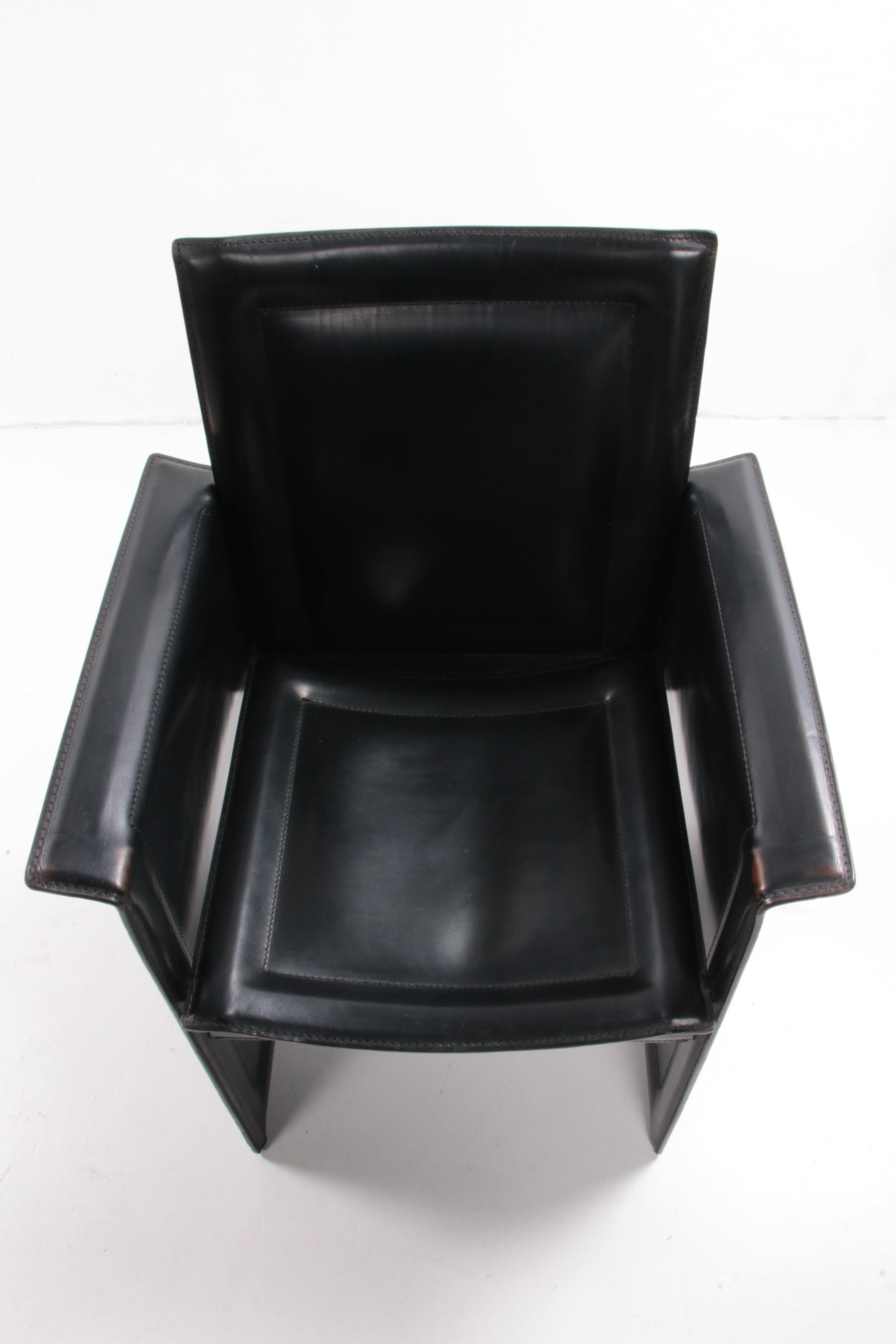 Solaria Leather Set of 4 Dining Chairs made by Arrben, 1970 Italy. For Sale 8