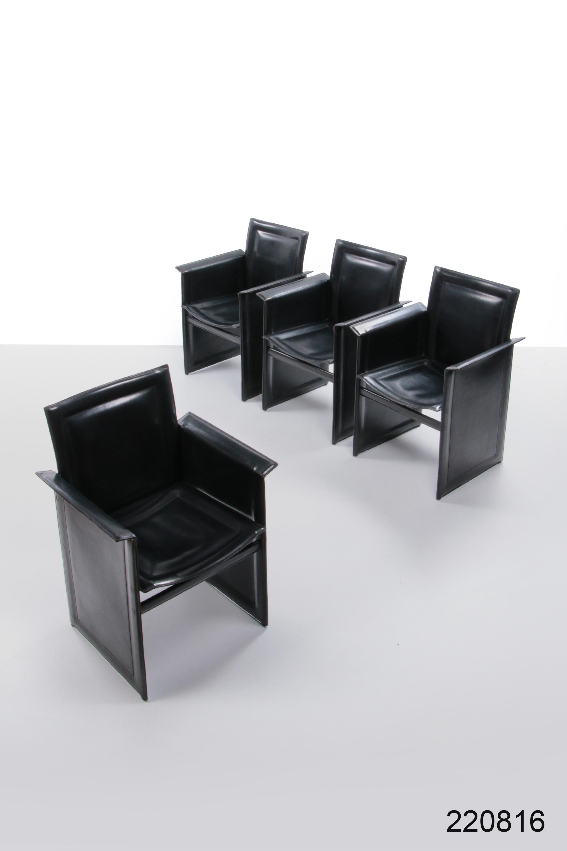Ensemble de 4 chaises de salle à manger Solaria en cuir fabriqué par Arrben, 1970, Italie en vente 12
