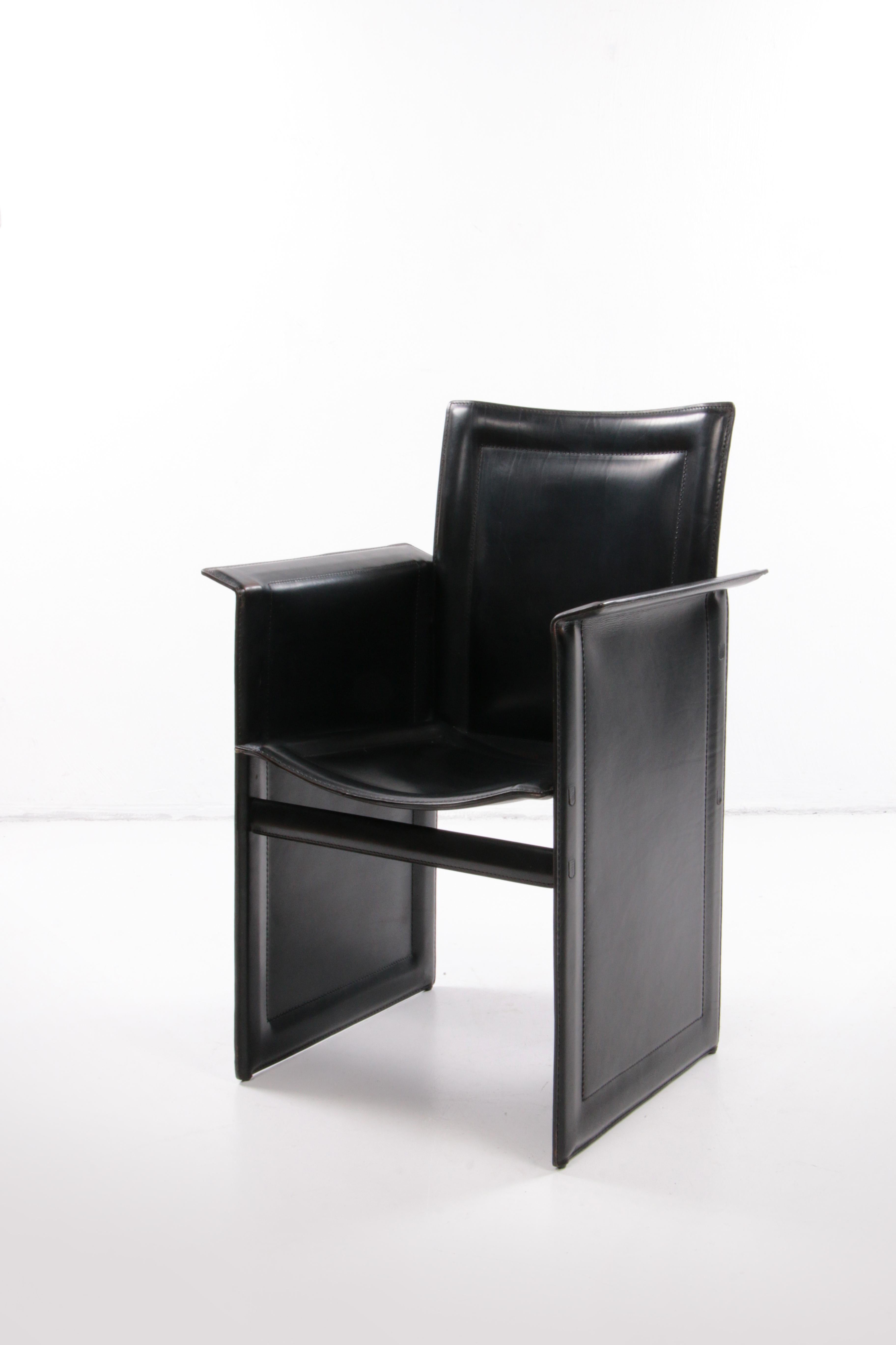 Solaria Leather Set of 4 Dining Chairs made by Arrben, 1970 Italy. For Sale 1
