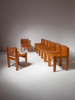 "Solaris" Leather Chairs by Franco Vattolo for Ibisco, Italy, 1970s