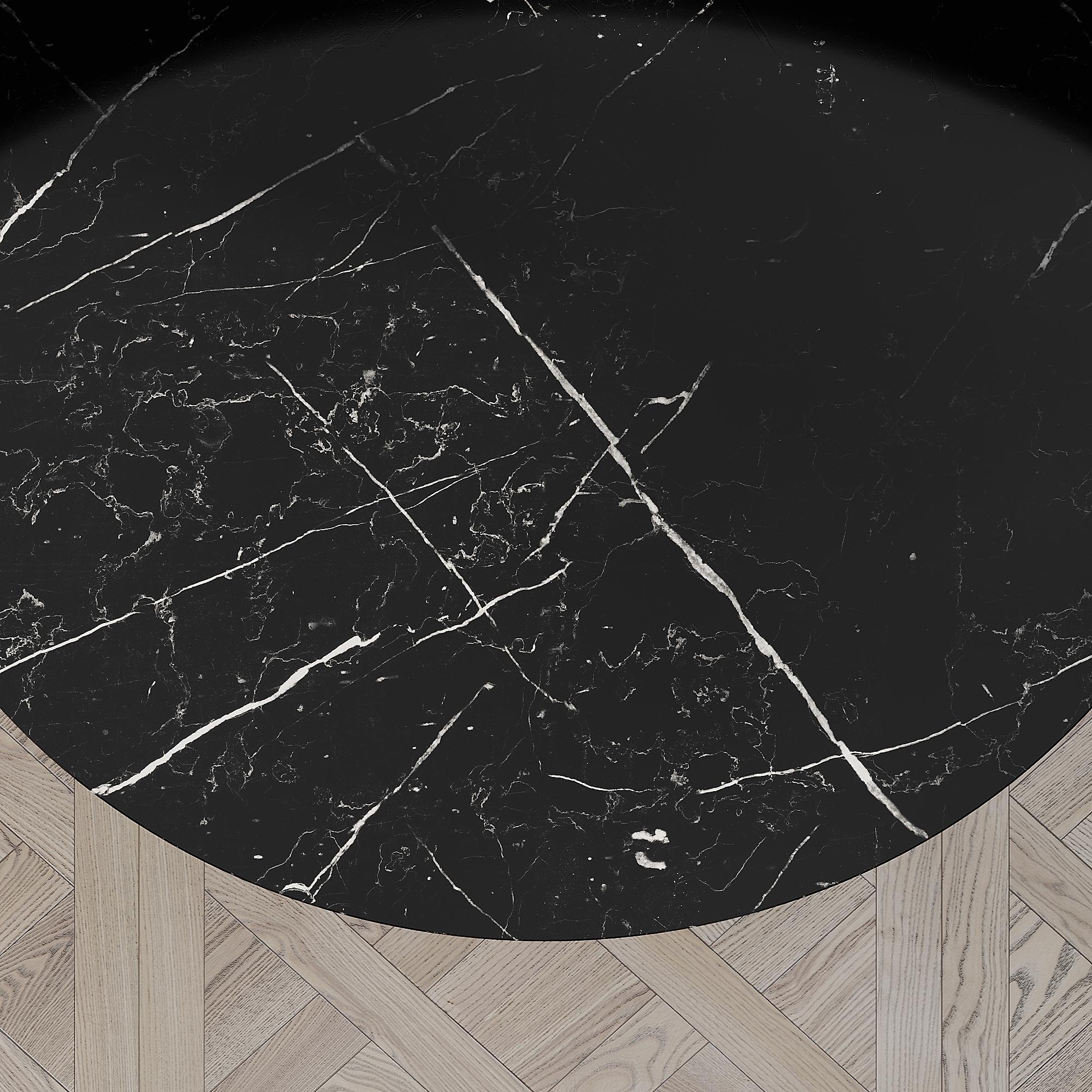 Modern Solaris Round Dining Table of Marble and Copper, Made in Italy For Sale