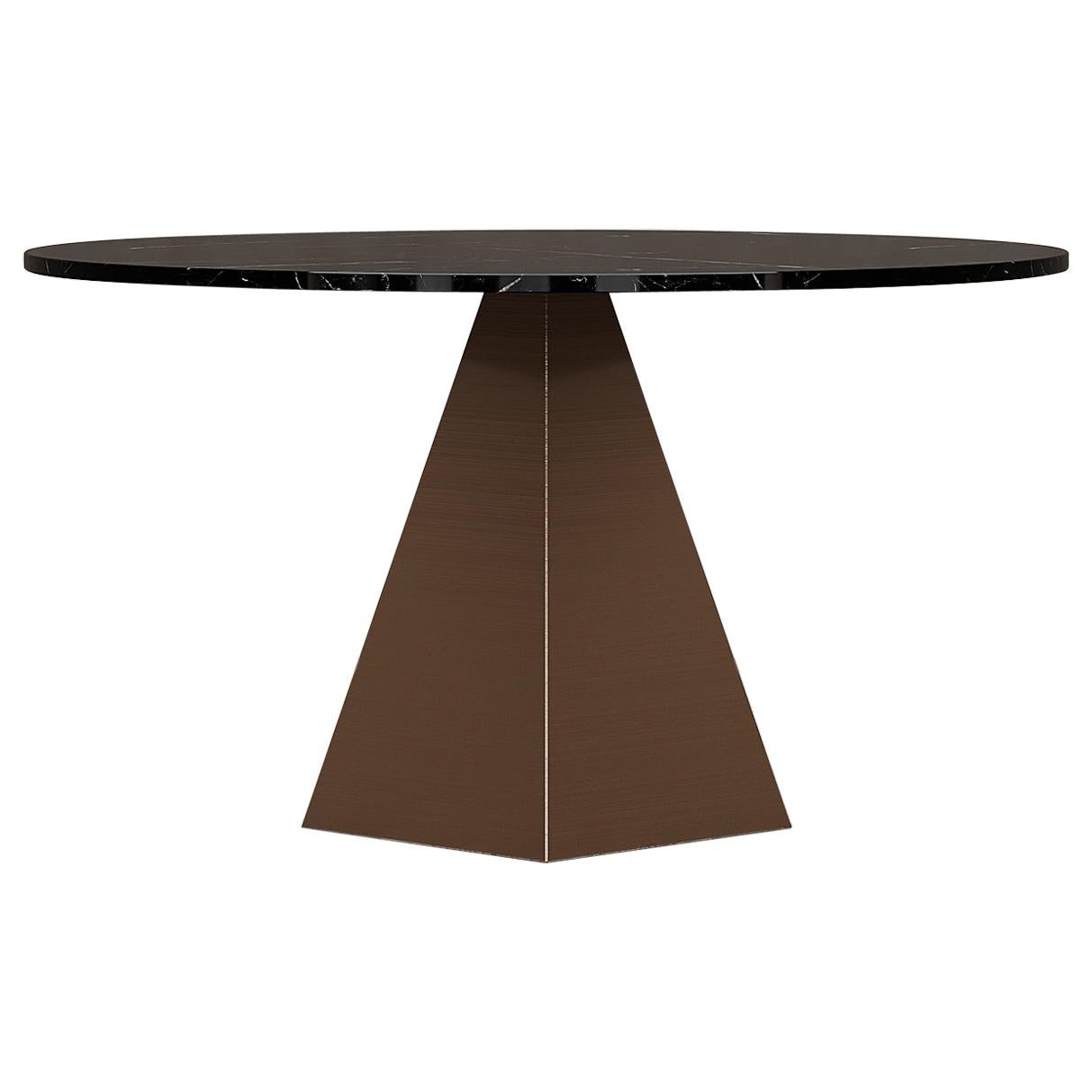 Solaris Round Dining Table of Marble and Copper, Made in Italy For Sale