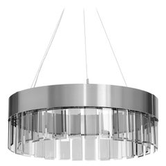 Solaris Satin Stainless Steel Cut Glass Pendant