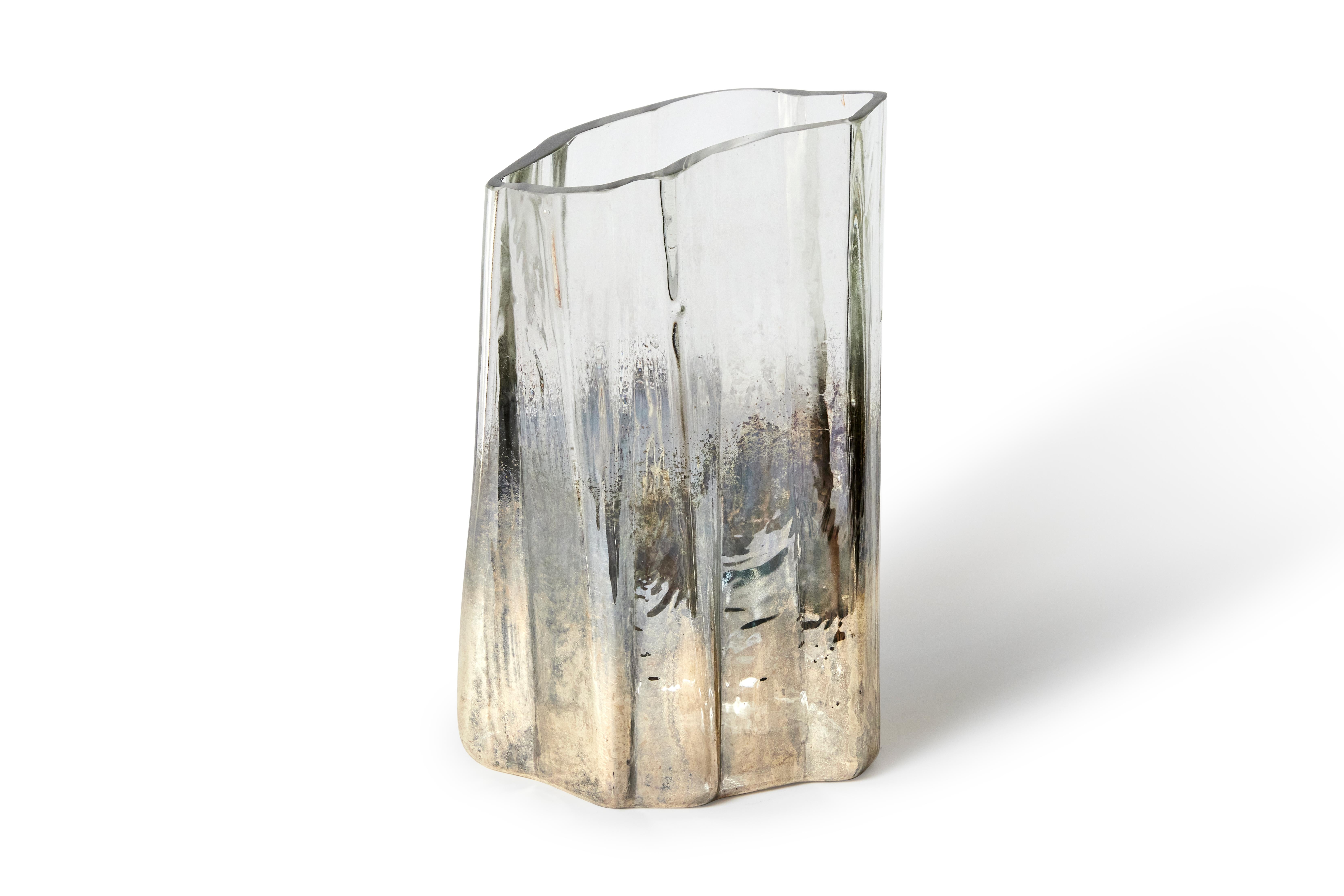 Brutalist Solarized Cleaving Ruby Red Ghost Vase For Sale