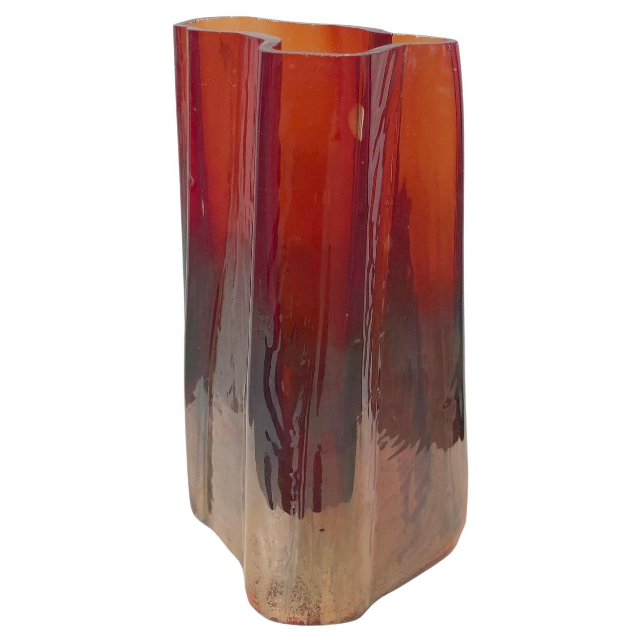 Solarized Cleaving Ruby Red Ghost Vase For Sale