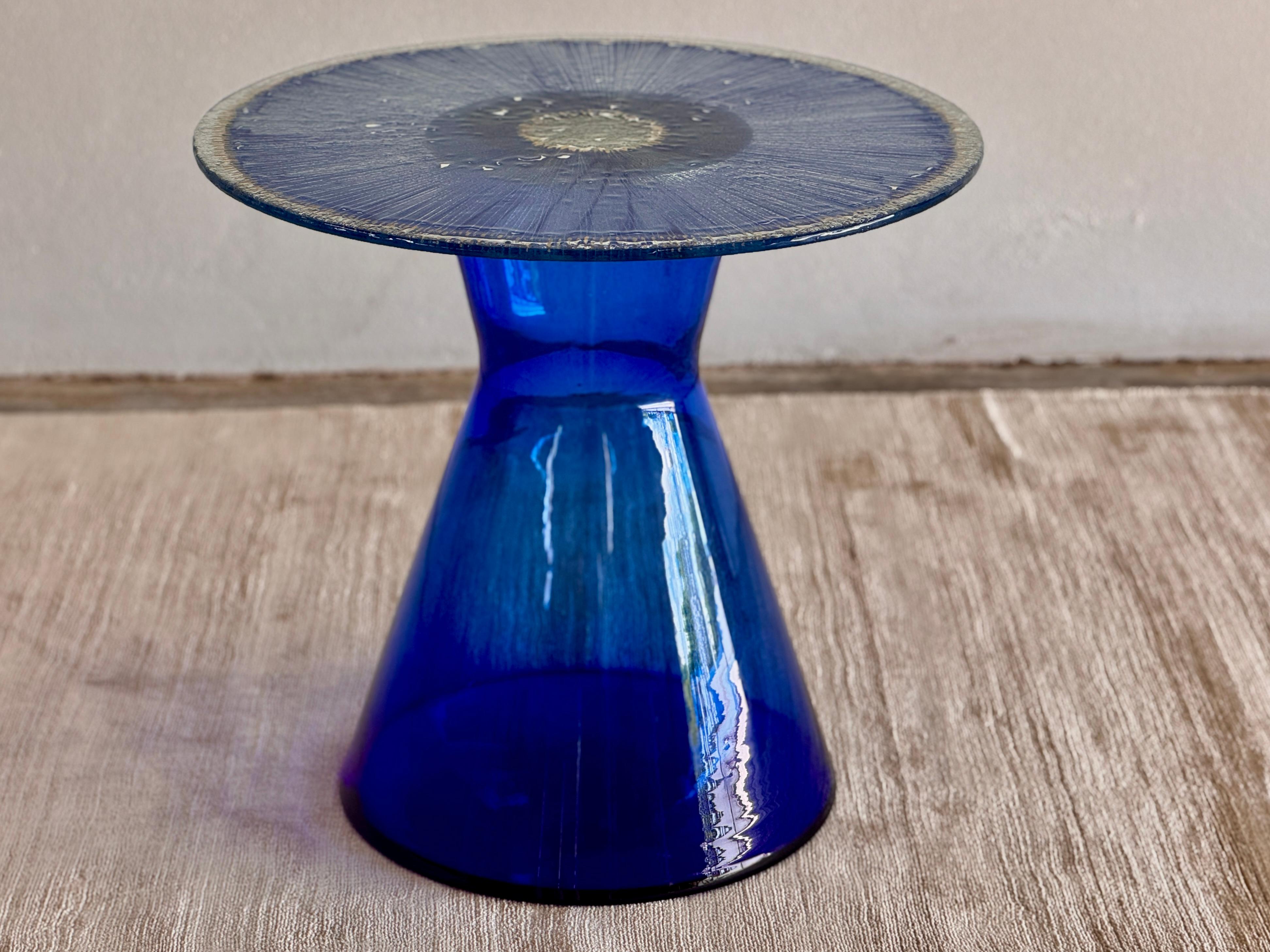 Modern Solastra Sculptural Blown and Fused Glass Side Table For Sale