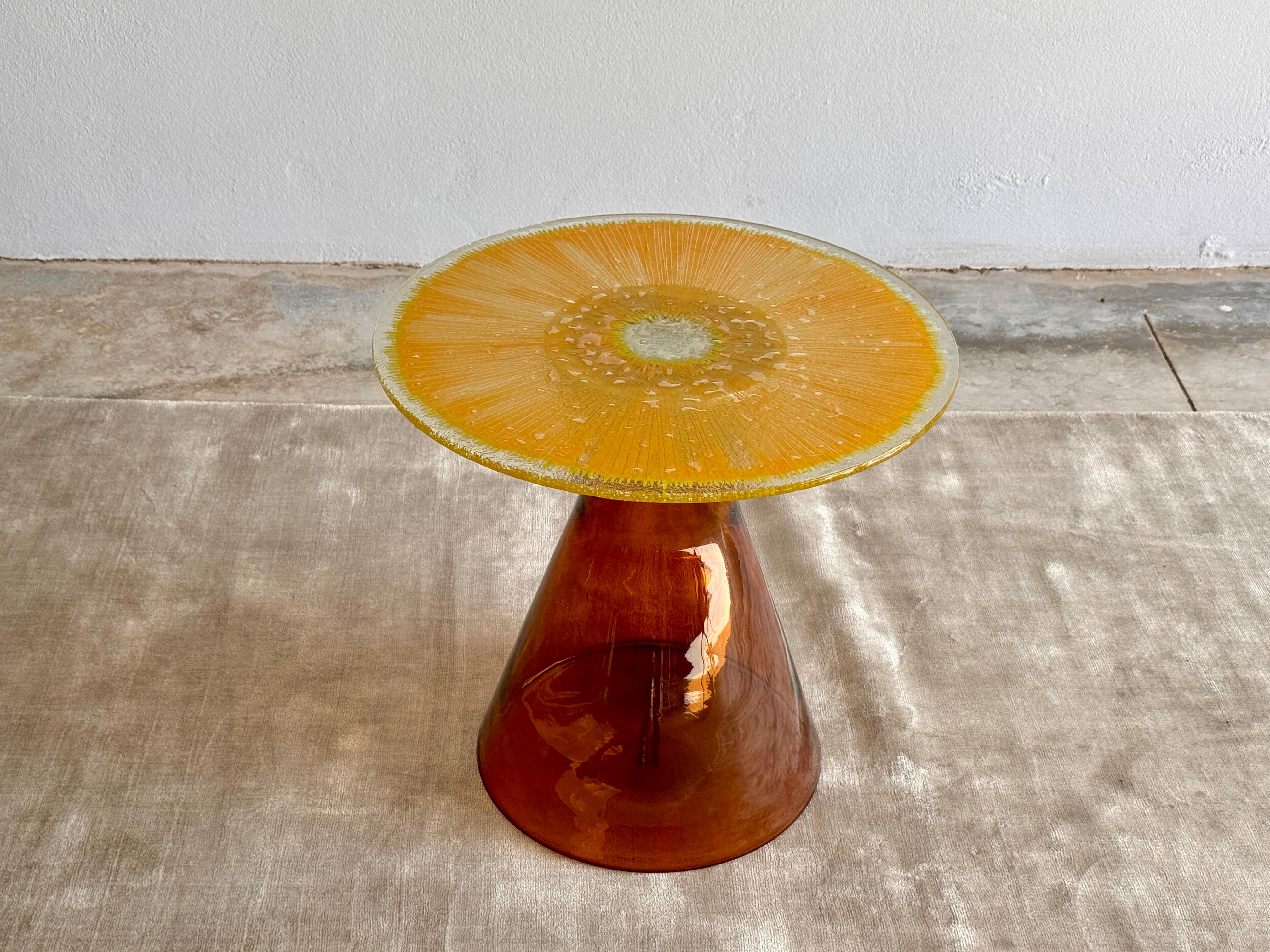 Solastra Sculptural Blown and Fused Glass Side Table For Sale 2