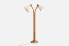 Solbackens Svarveri, Floor Lamp, Pine, Fabric, Sweden, 1970s