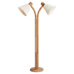 Solbackens Svarveri, Floor Lamp, Pine, Fabric, Sweden, 1970s