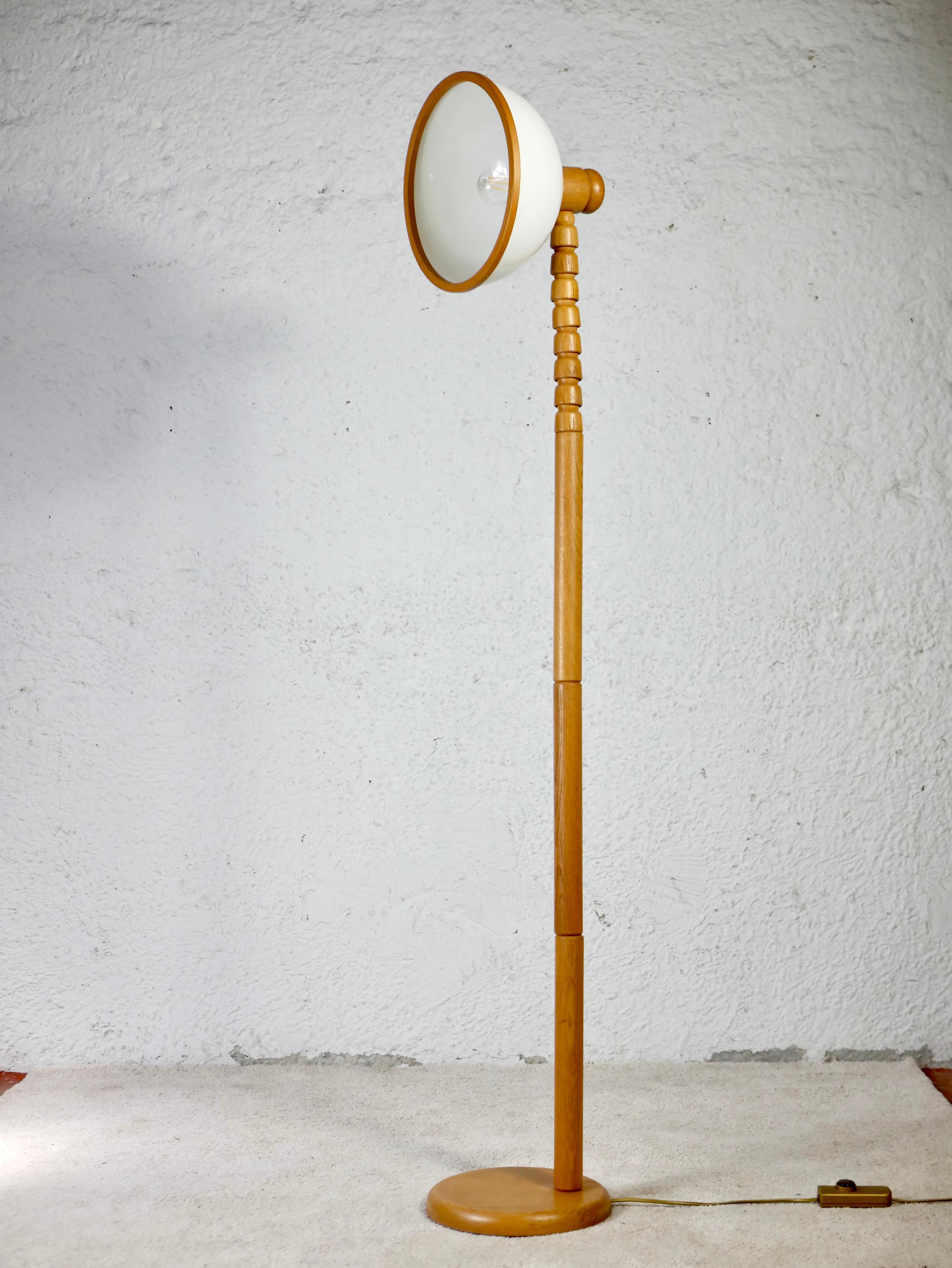 Scandinavian Modern Solbackens Svarveri oak floor lamp from Sweden, 1970s