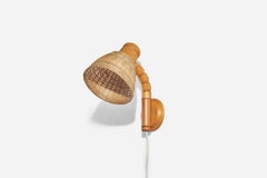 Solbackens Svarveri, Set di applique, pino tornito, rattan, Svezia, anni '70