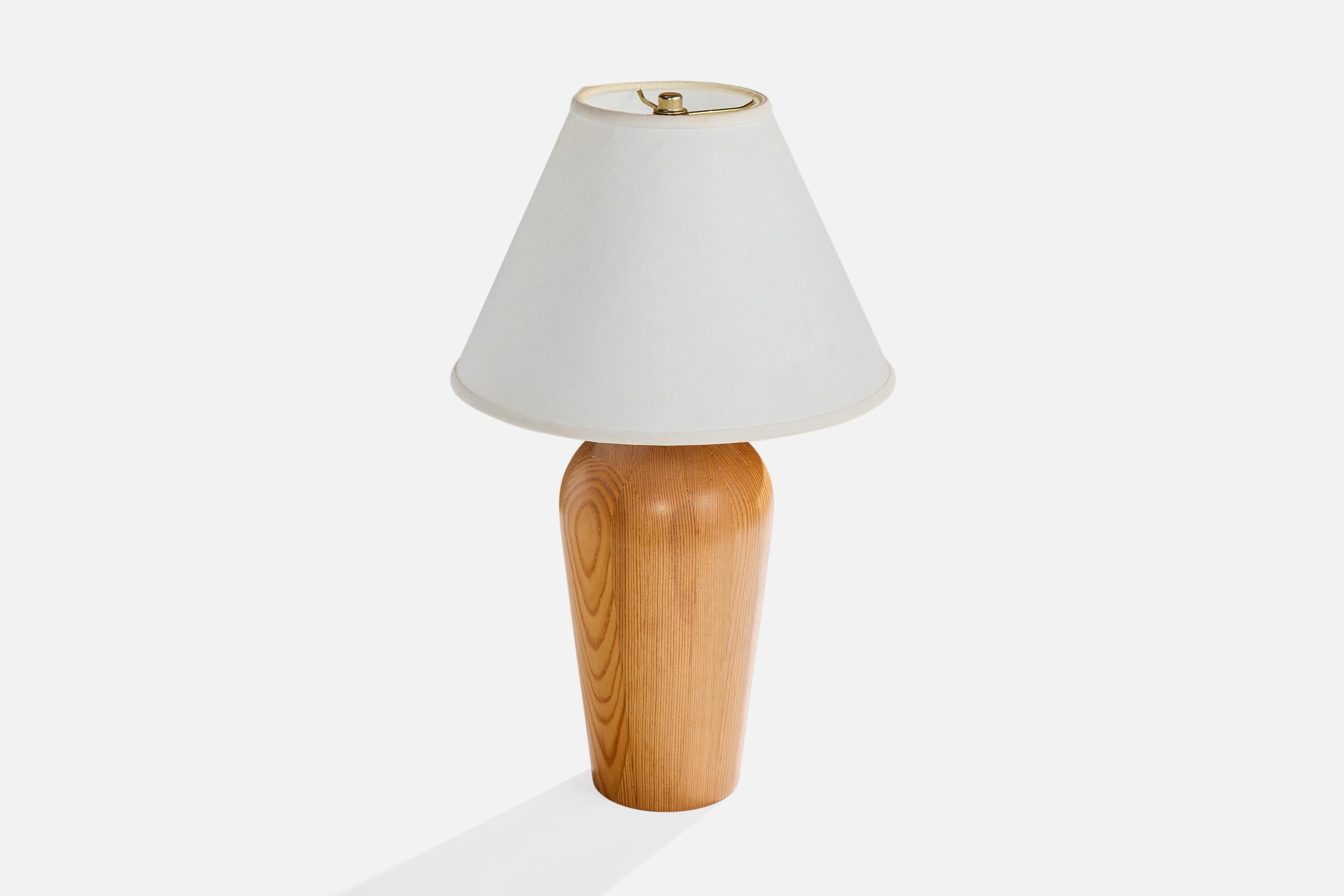Mid-Century Modern Solbackens Svarveri, Table Lamp, Pine, Sweden, 1980s For Sale
