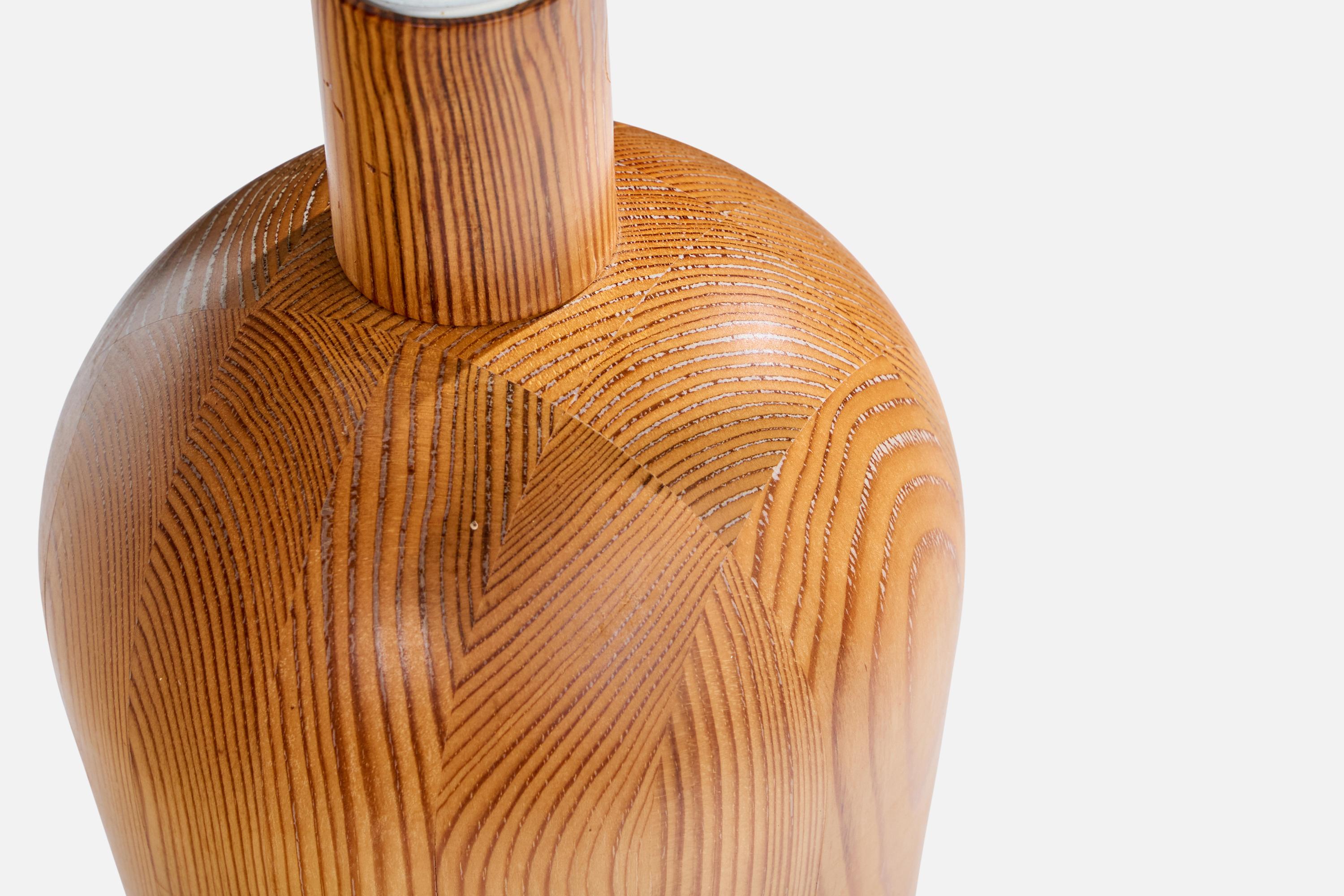 Swedish Solbackens Svarveri, Table Lamp, Pine, Sweden, 1980s For Sale
