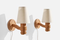 Solbackens Svarveri, Wall Lights, pin, tissu, Suède, années 1970
