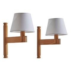 Solbackens Svarveri, Wall Lights, pin, tissu, Suède, années 1970