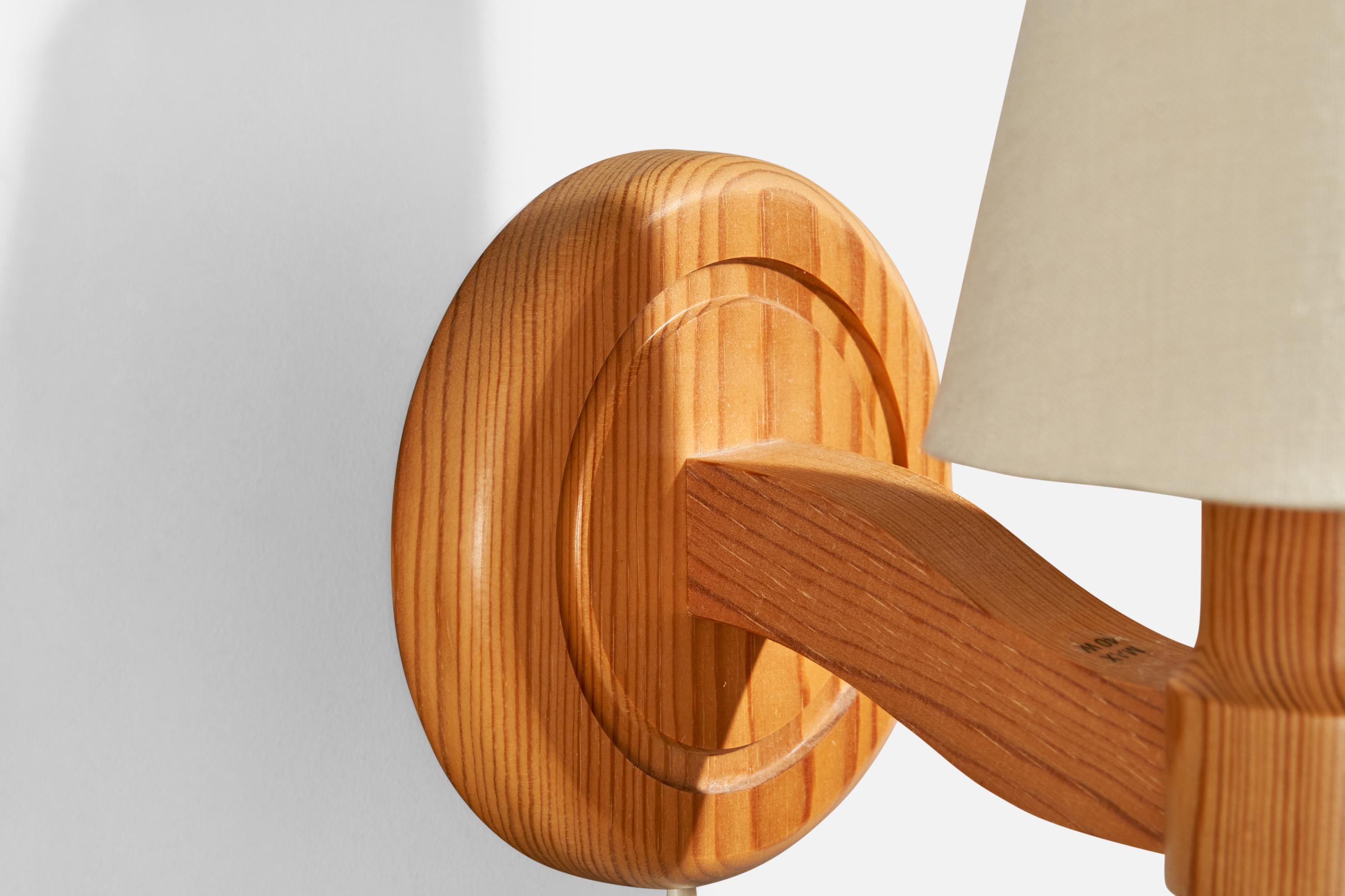 Tissu Solbackens Svarveri, Wall Lights, pin, tissu, Suède, années 1980 en vente
