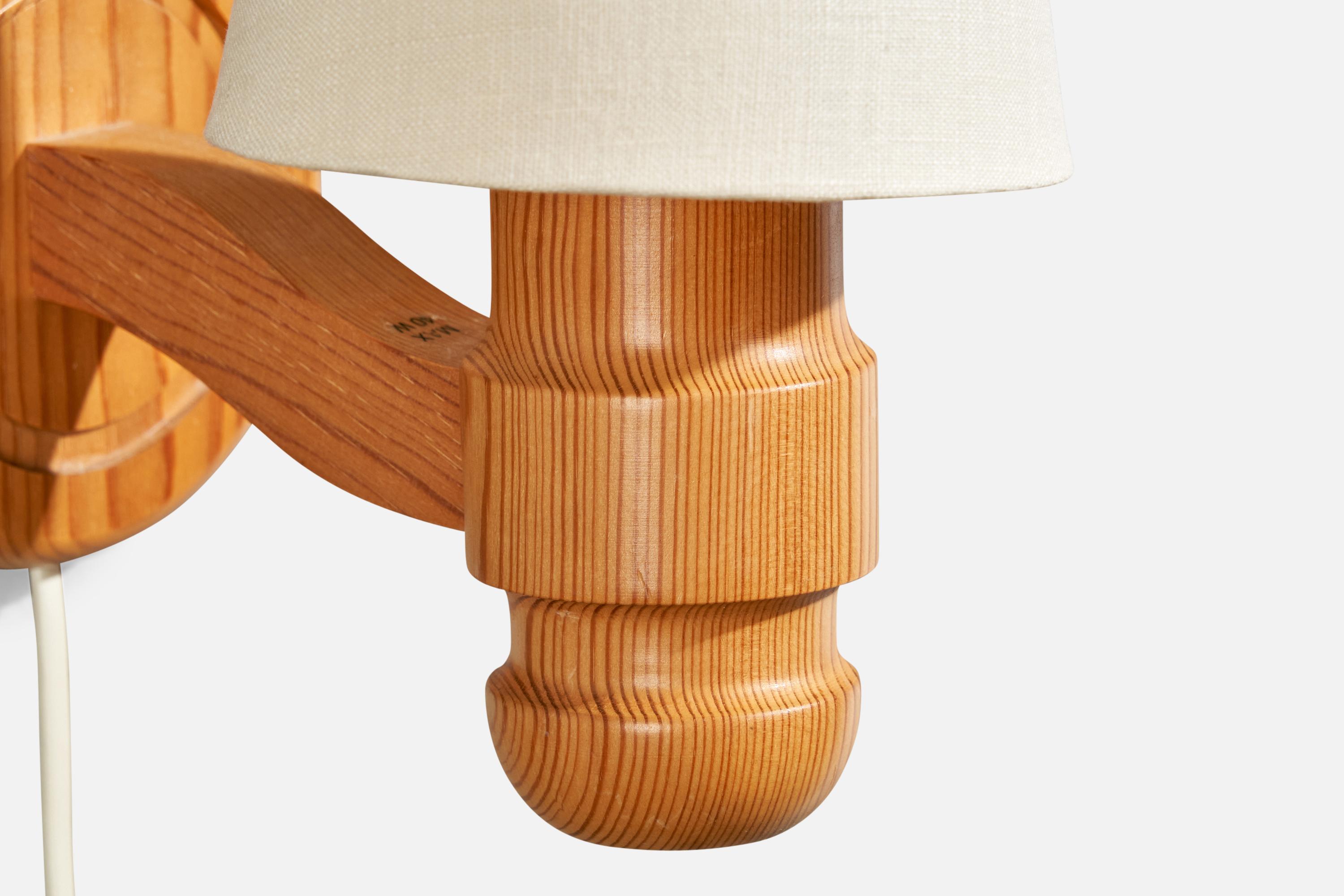 Solbackens Svarveri, Wall Lights, pin, tissu, Suède, années 1980 en vente 1