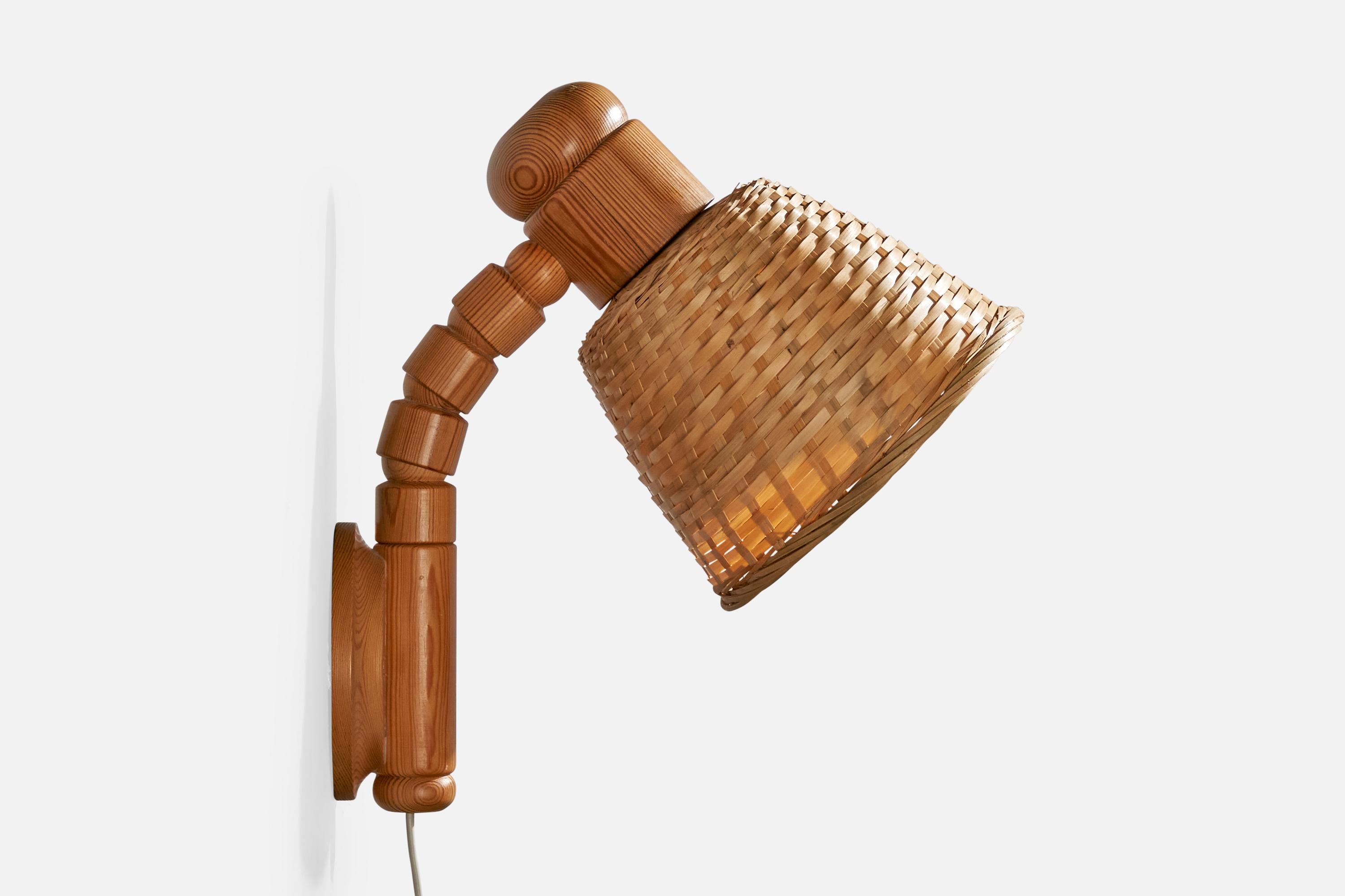 Fin du 20e siècle Solbackens Svarveri, Lights, Pin, Rotin, Suède, 1970 en vente