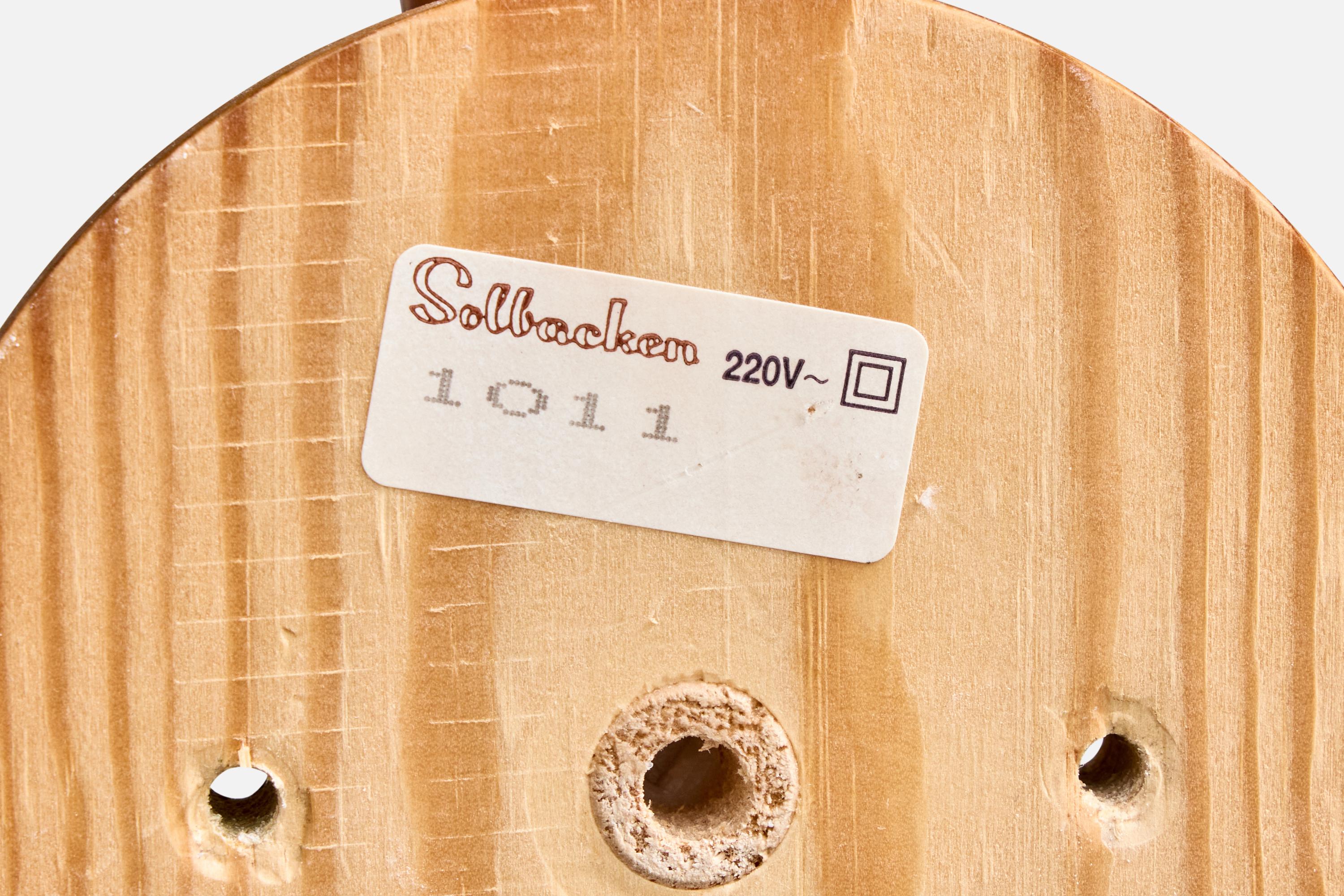 Solbackens Svarveri, Wall Lights, Kiefer, Rattan, Schweden, 1970er im Angebot 3