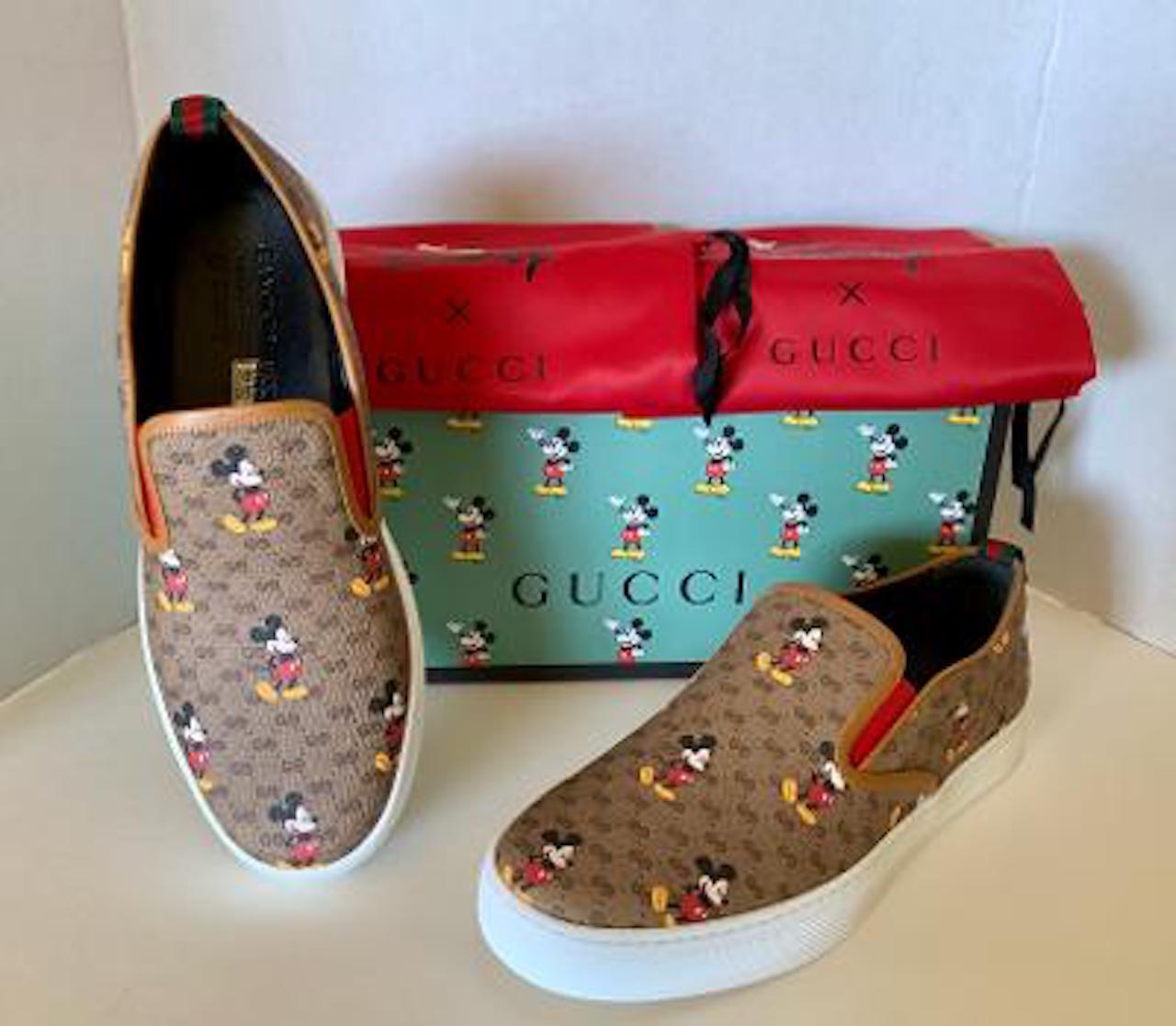 To celebrate the Year of the Rat, Gucci collaborated with Disney (specifically Mickey Mouse) to deliver this very collectible capsule collection. Gucci's iconic GG pattern has been given a Mickey-approved flip!

Get these SOLD OUT, never worn, Gucci
