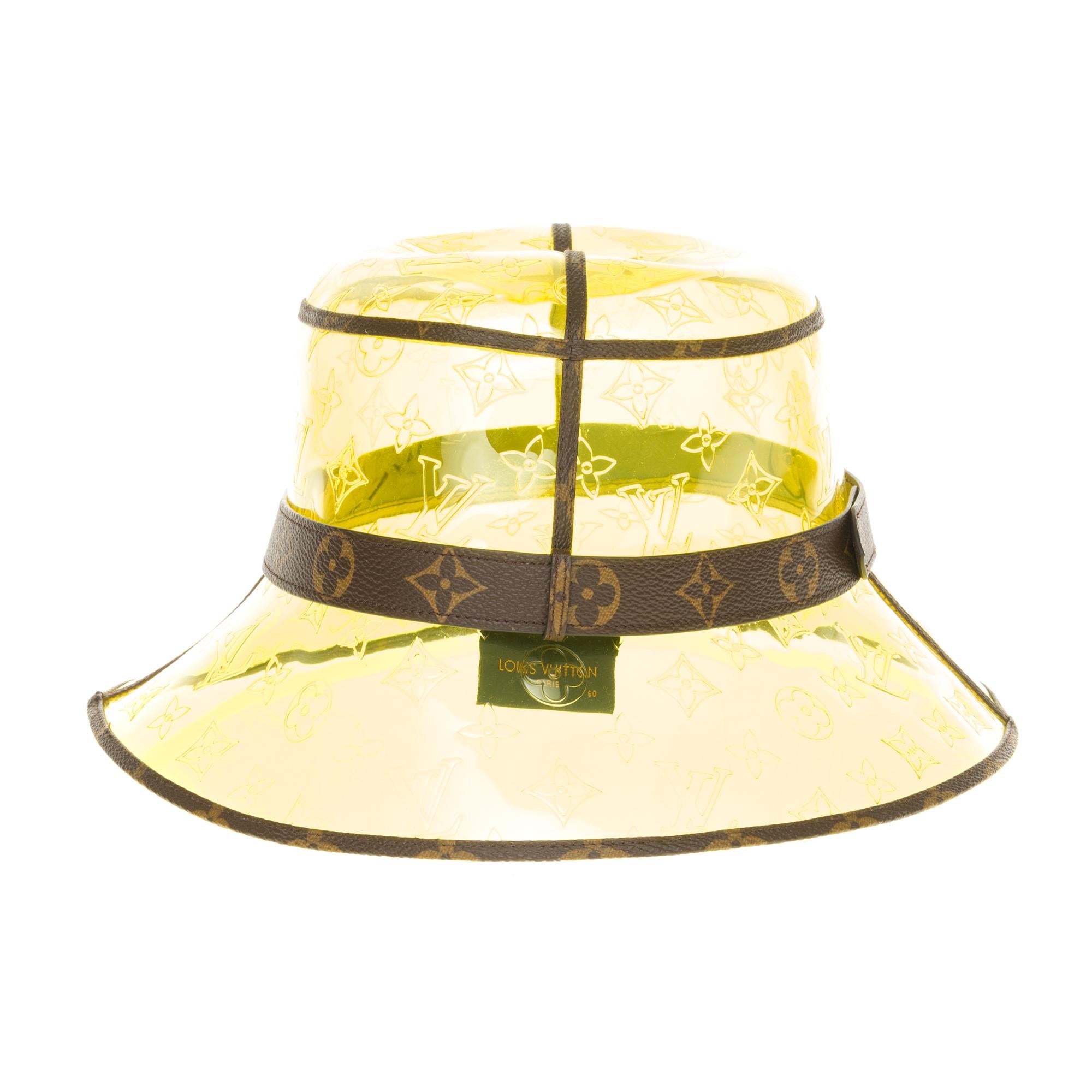 Yellow Sold Out- Louis  Bob (Rain hat) bi-material in transparent yellow monogram vinyl For Sale