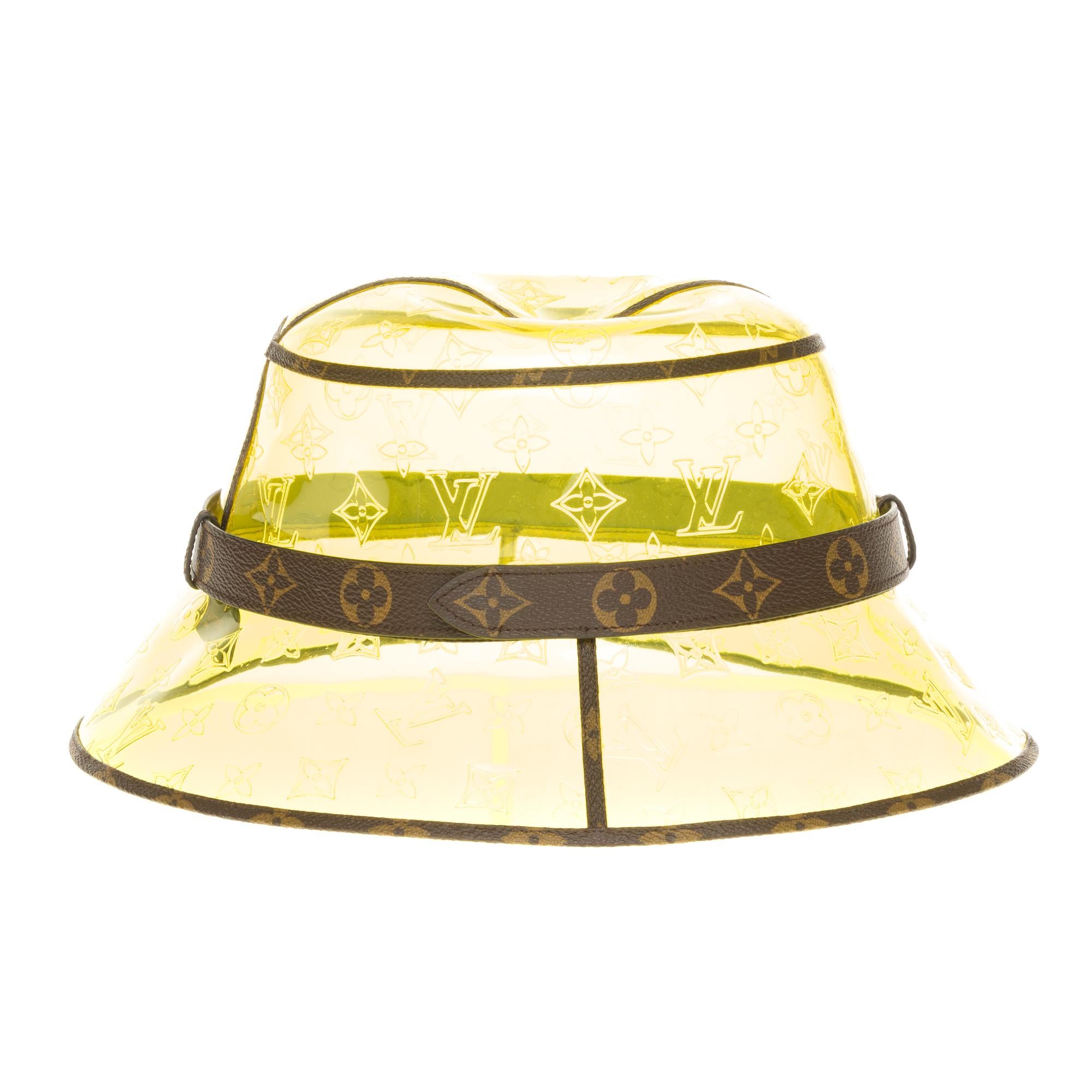 Sold Out- Louis  Bob (Rain hat) bi-material in transparent yellow monogram vinyl In New Condition For Sale In Paris, IDF