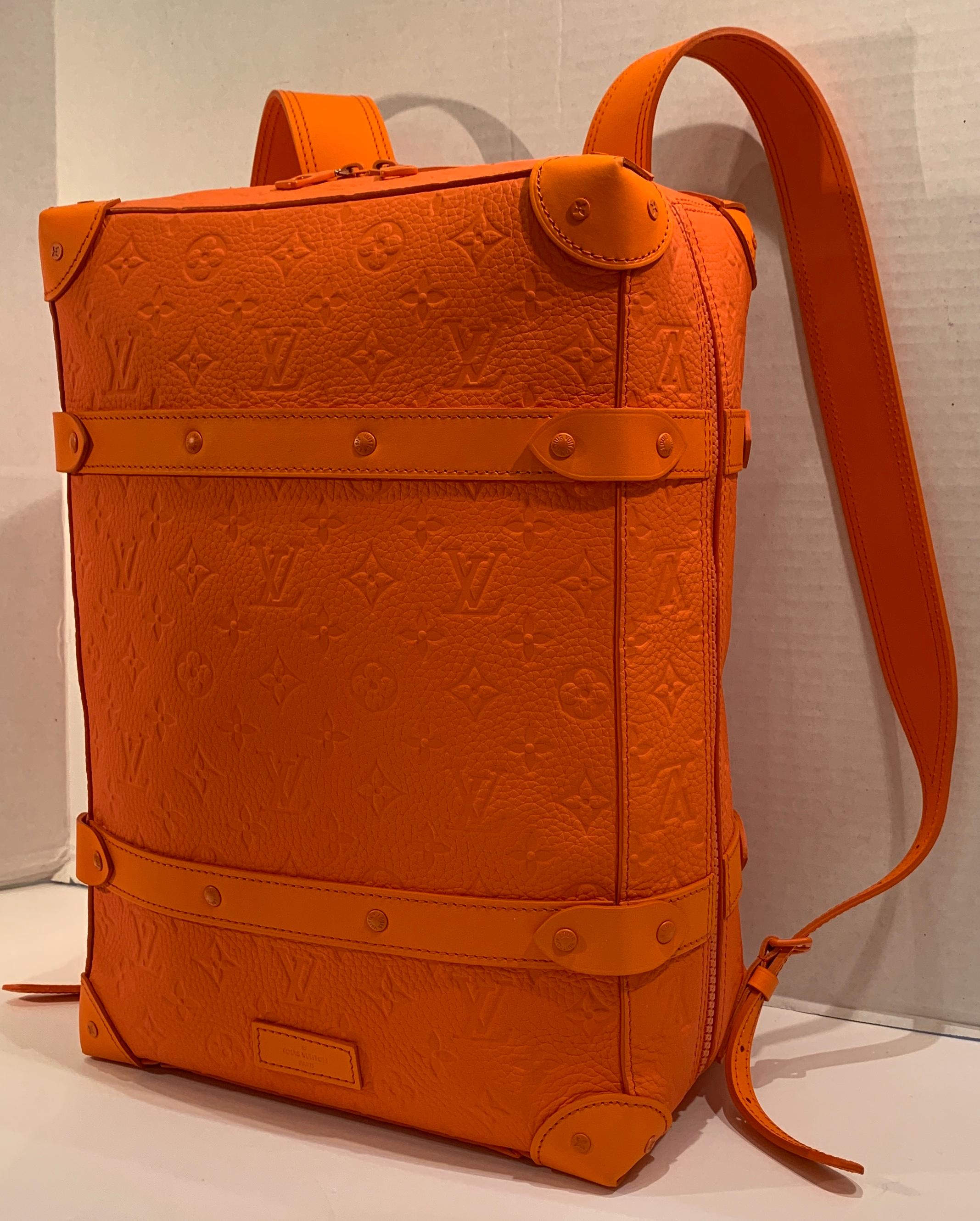 SOLD OUT Louis Vuitton Virgil Abloh Figures of Speech Orange Soft Trunk Backpack In New Condition In Tustin, CA