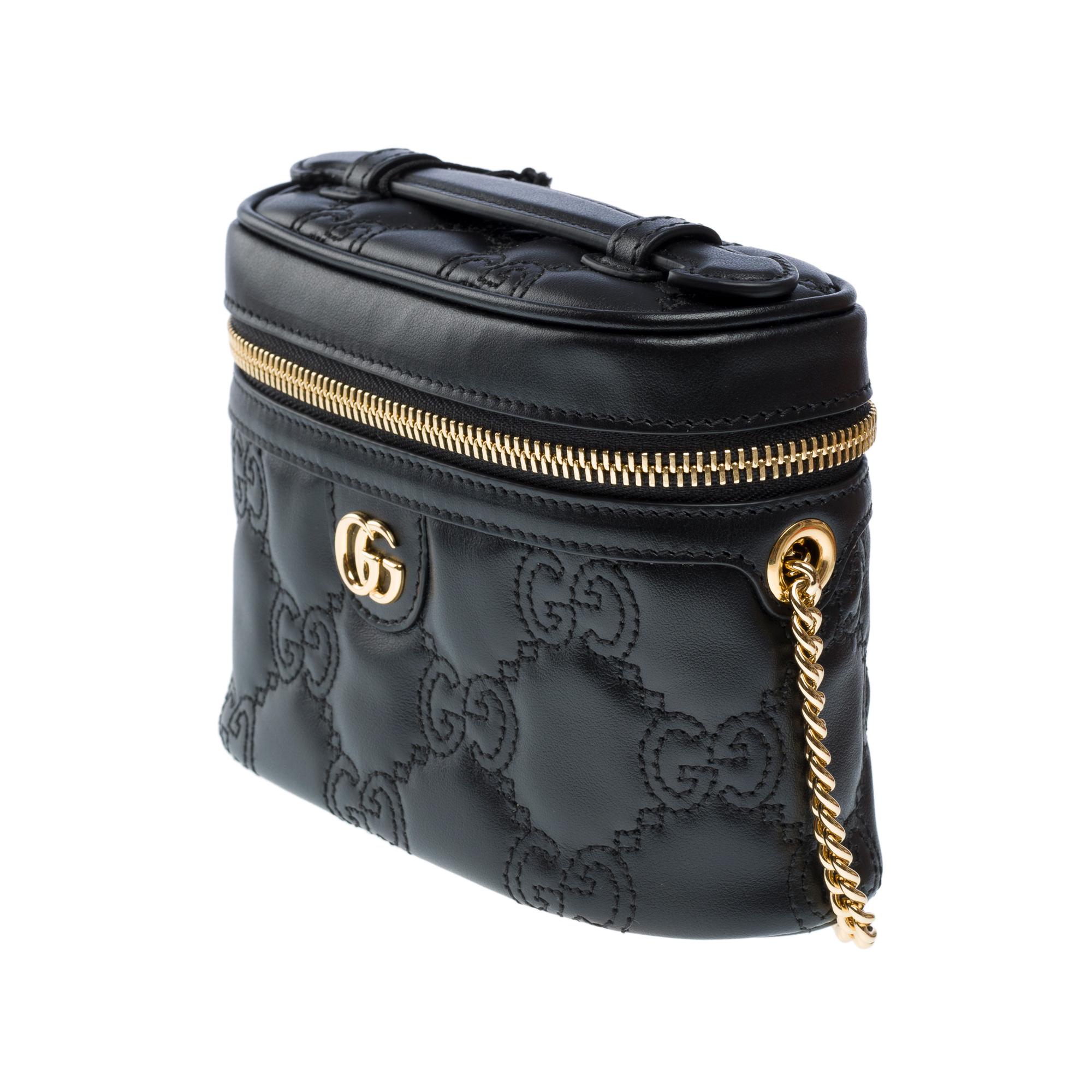 Sold Out - New Gucci GG Mini shoulder bag in black quilted leather , GHW For Sale 1