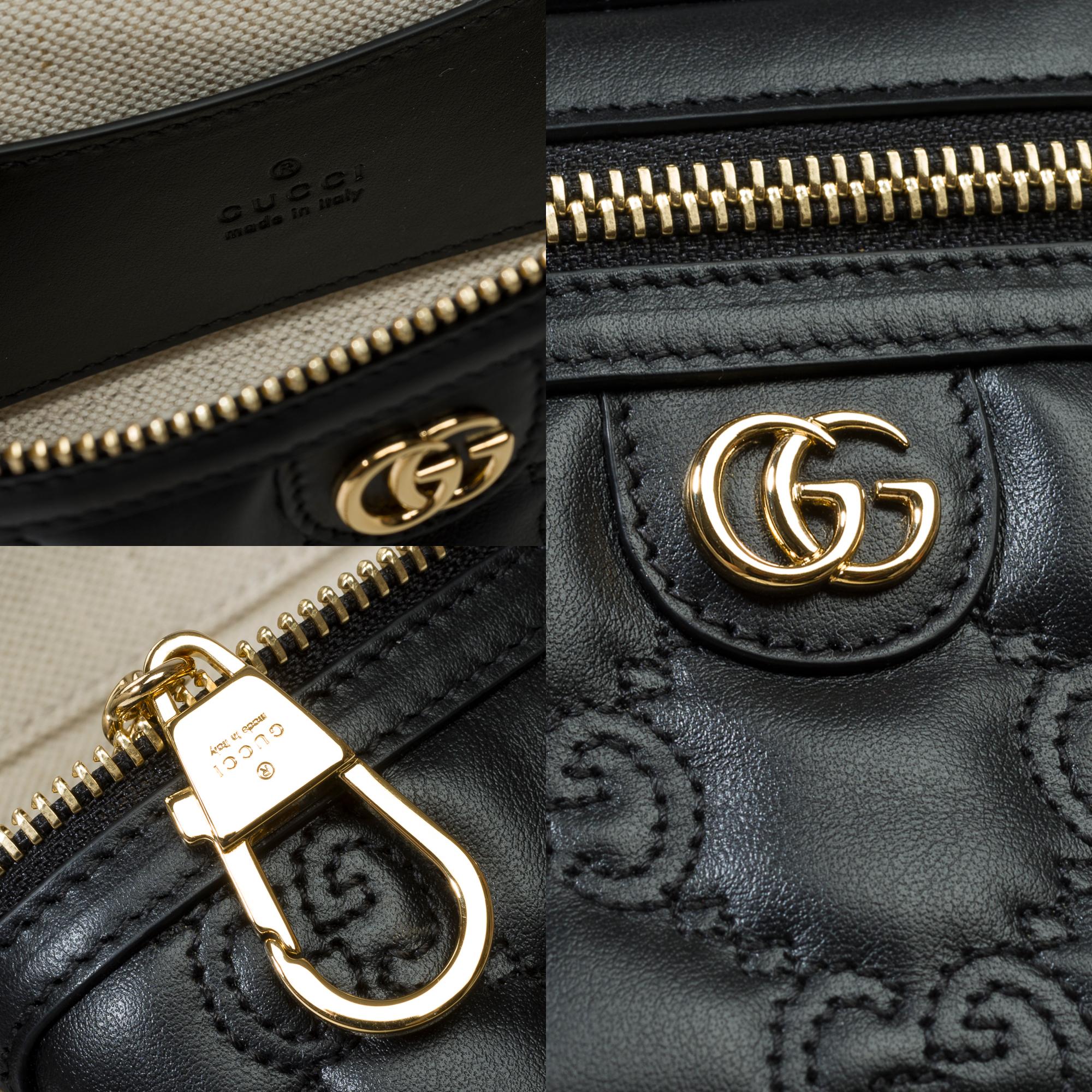 Sold Out - New Gucci GG Mini shoulder bag in black quilted leather , GHW For Sale 3
