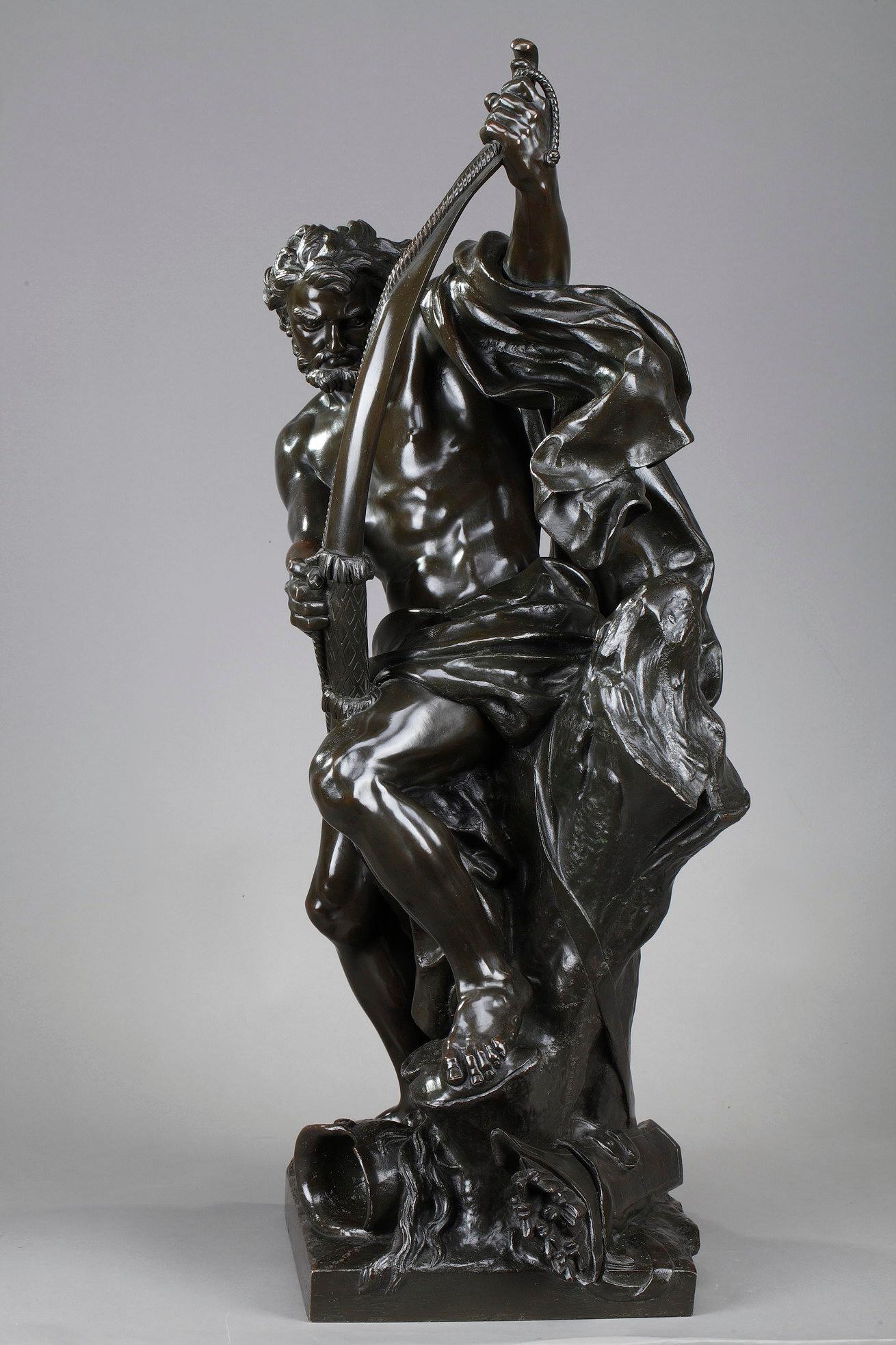 Patinated Soldier Bending His Bow after Jacques Bousseau For Sale