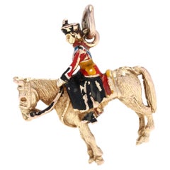 Soldier Horse Charm, Vintage Enamel Soldier Charm, Vintage Enamel Horse Charm