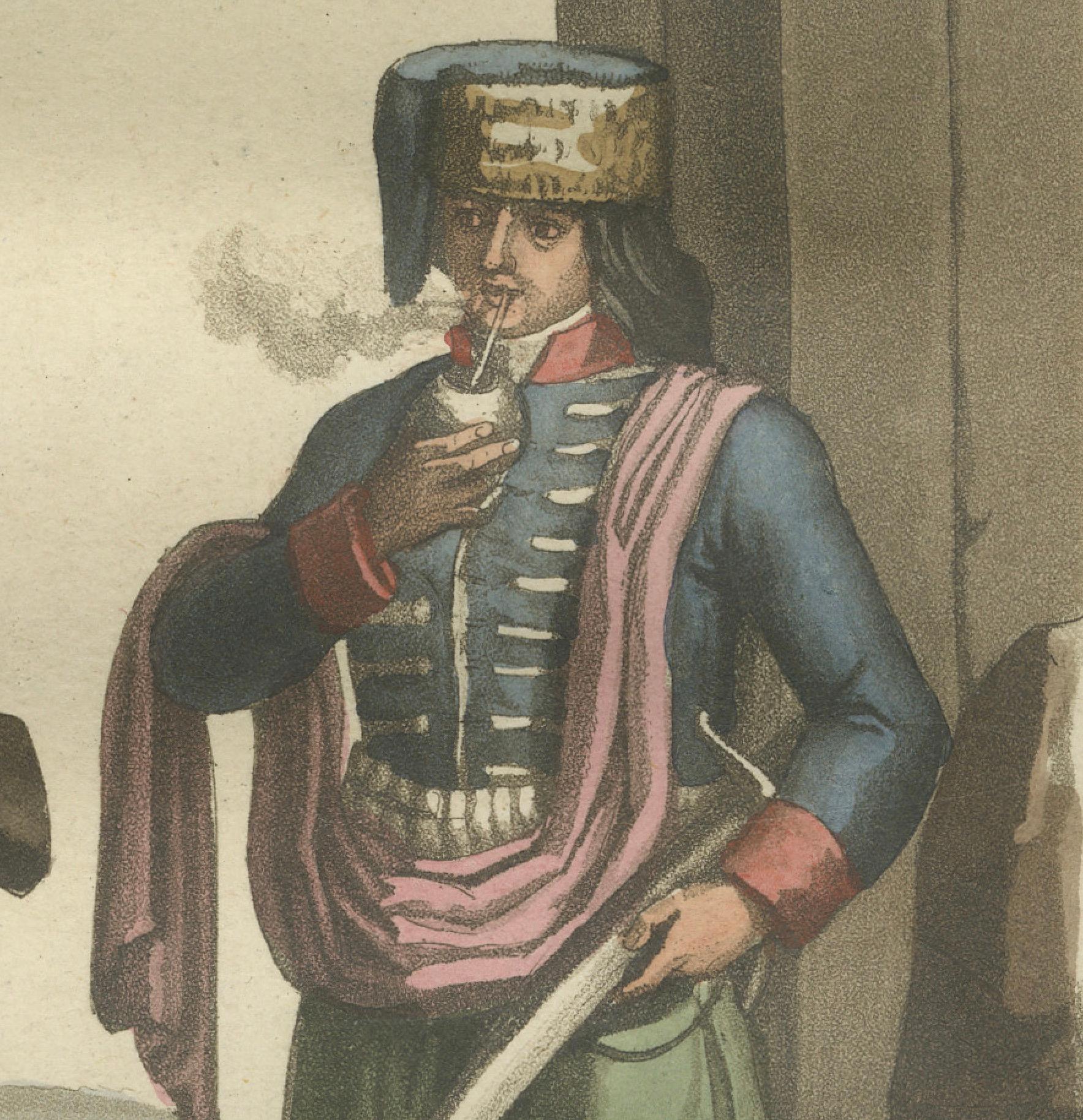Début du XIXe siècle Soldats au Rio de la Plata, plage orientale en Argentina par Ferrario-Bonatti 1821 en vente