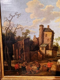 "Soldiers Looting a Village" 17th Century Oil on Panel Dutch School