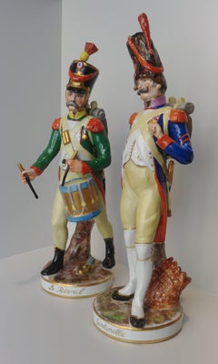 Soldiers Porcelain Figures Branded Porcelaine de Paris, 18th Century Style