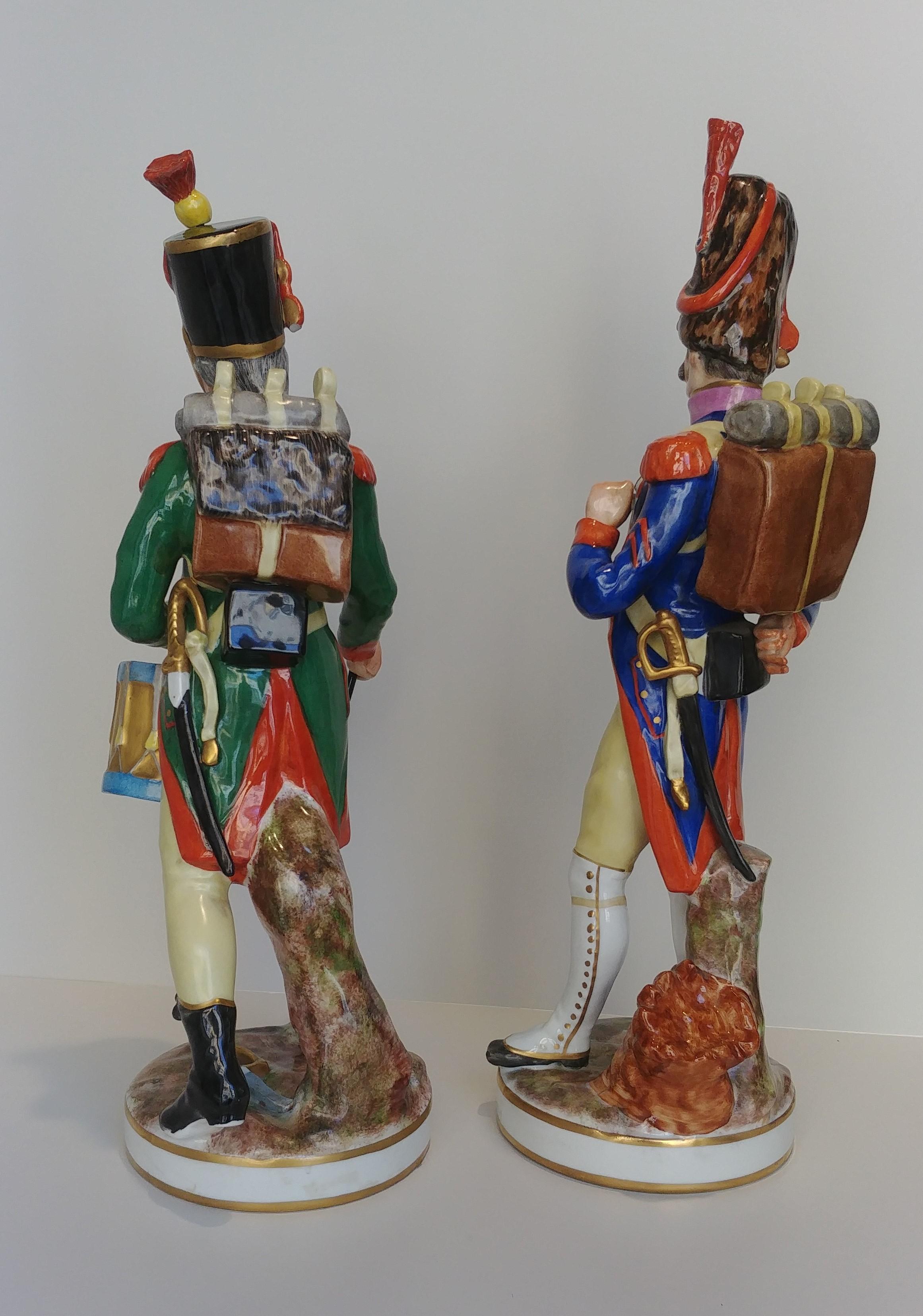 Napoleon III Soldiers Porcelain Figures Branded Porcelaine de Paris, 18th Century Style For Sale