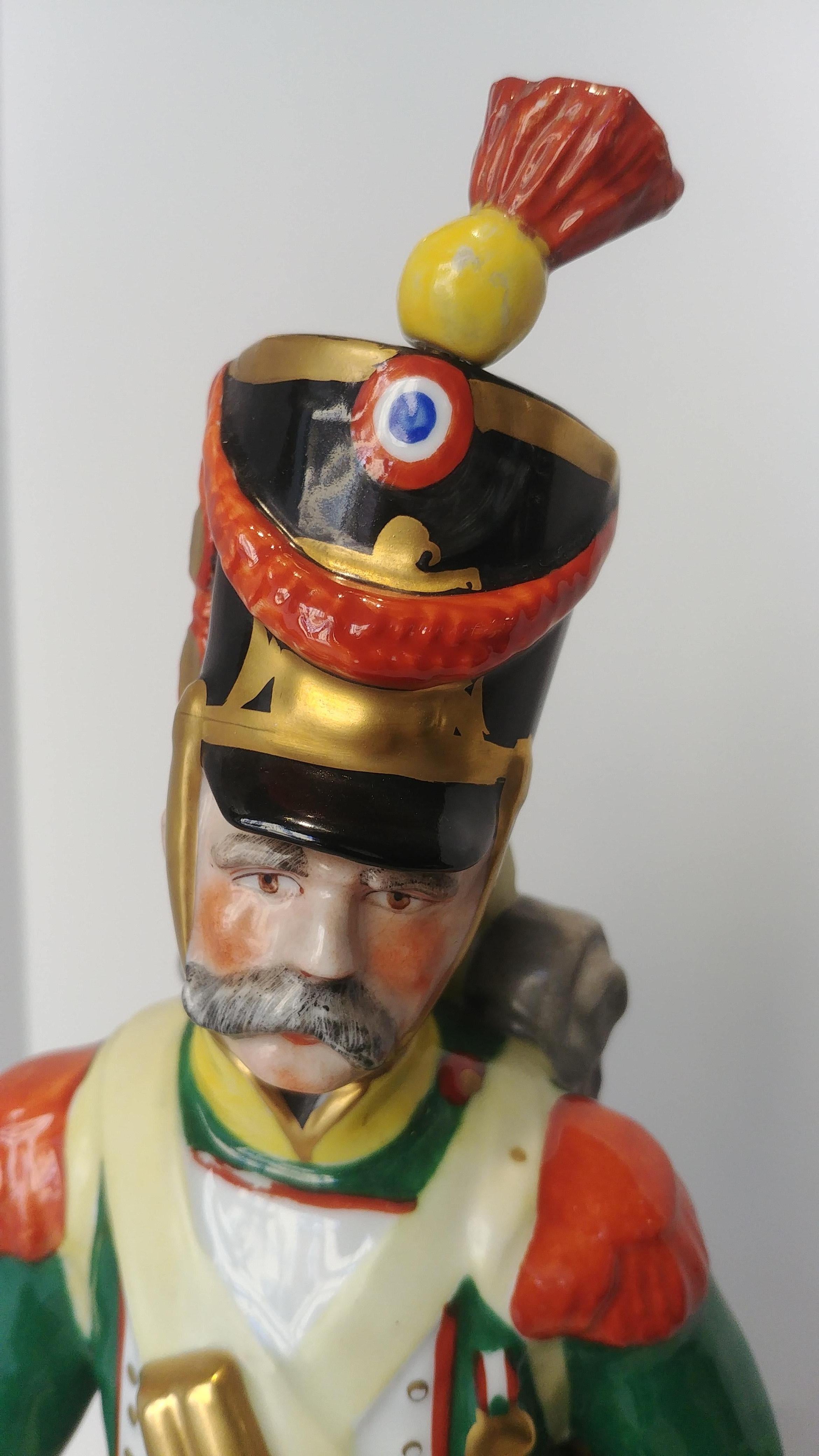 Hand-Crafted Soldiers Porcelain Figures Branded Porcelaine de Paris, 18th Century Style For Sale