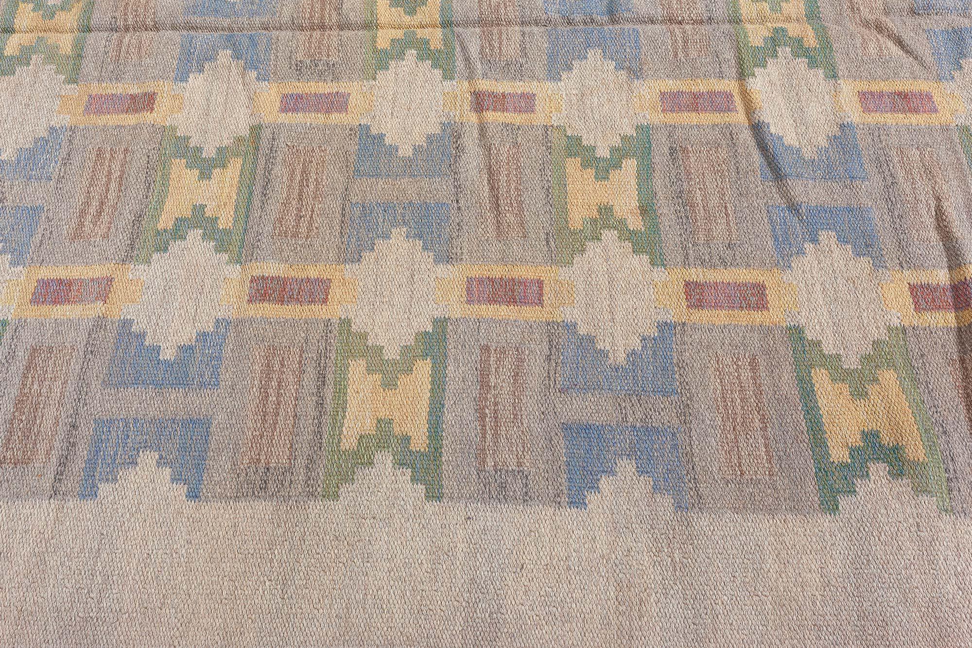 Mid-Century moderno Tappeto vintage svedese a trama piatta 