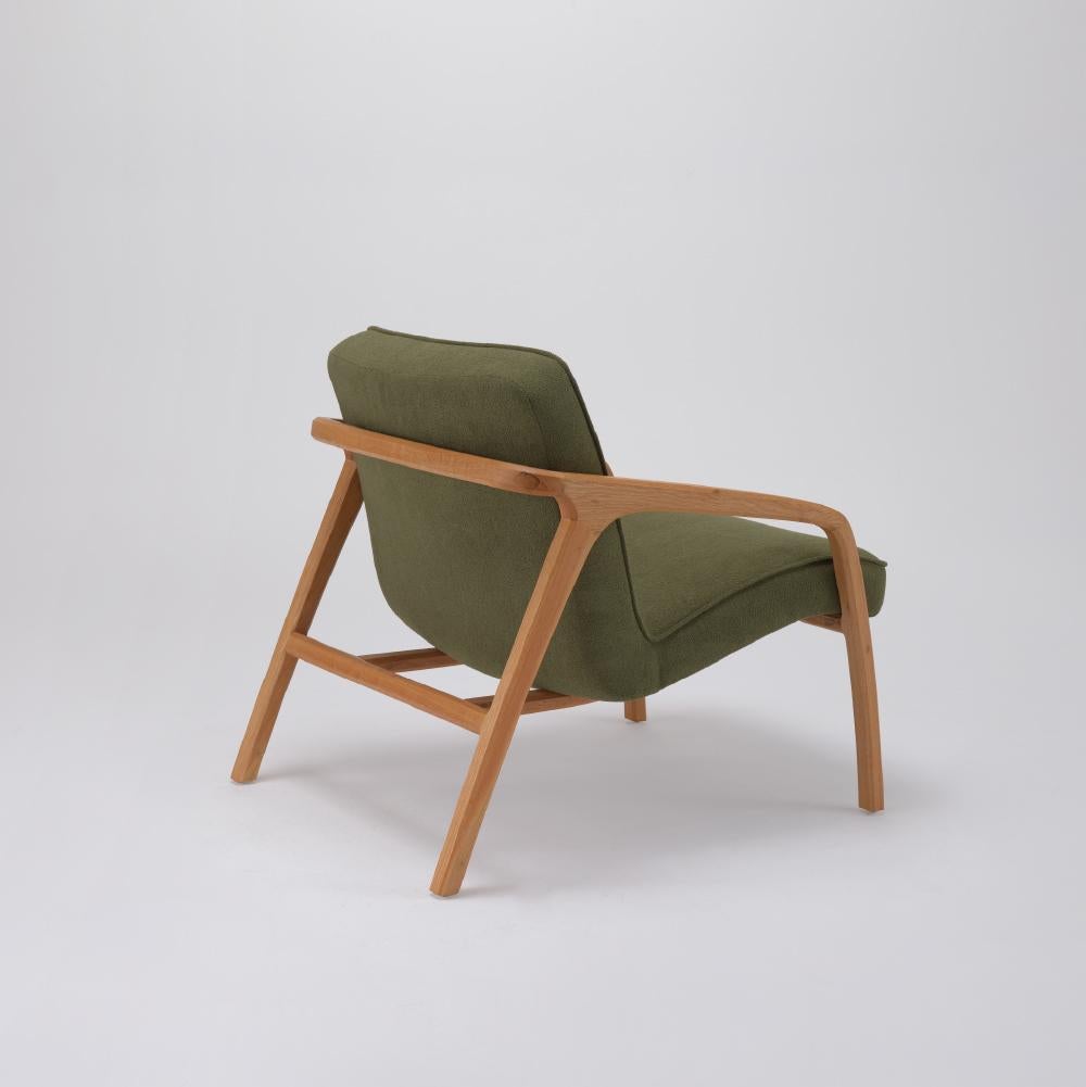 Scandinavian Modern Sole Armchair Green - Solid Oak Wood For Sale