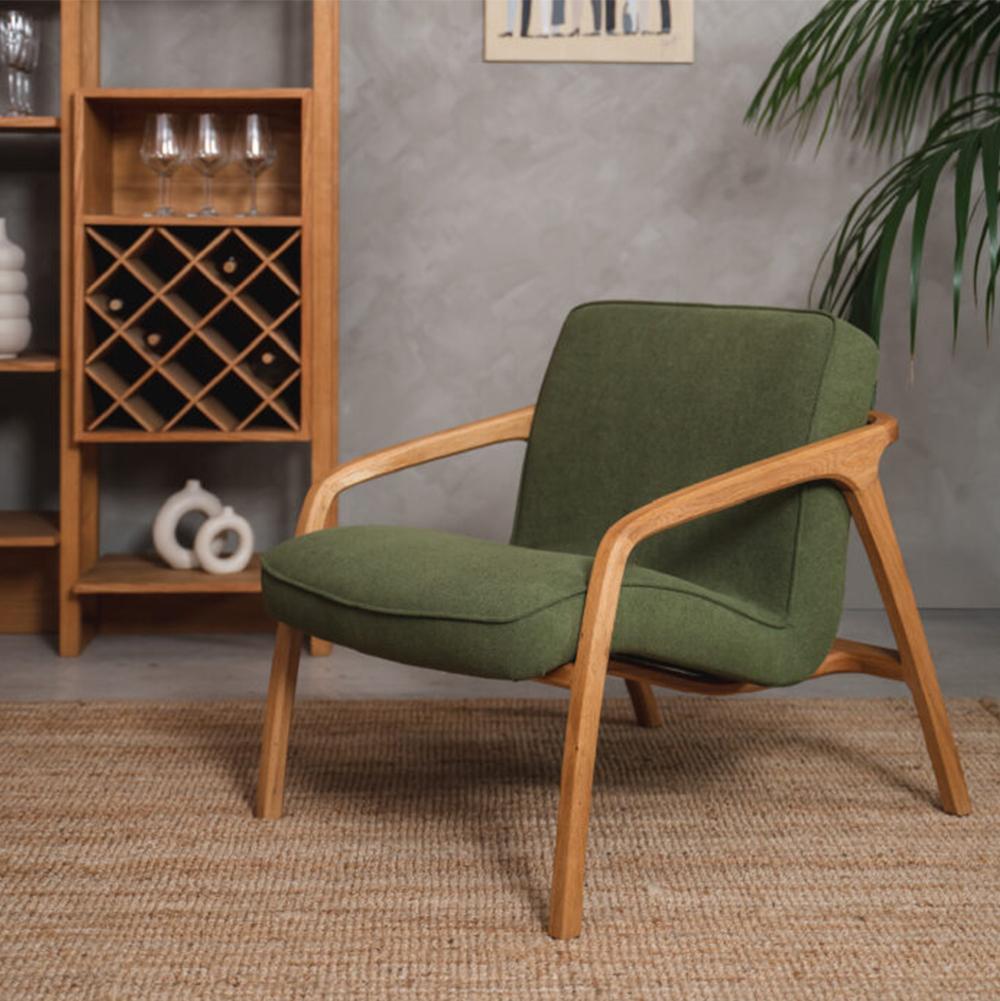 Turkish Sole Armchair Green - Solid Oak Wood For Sale