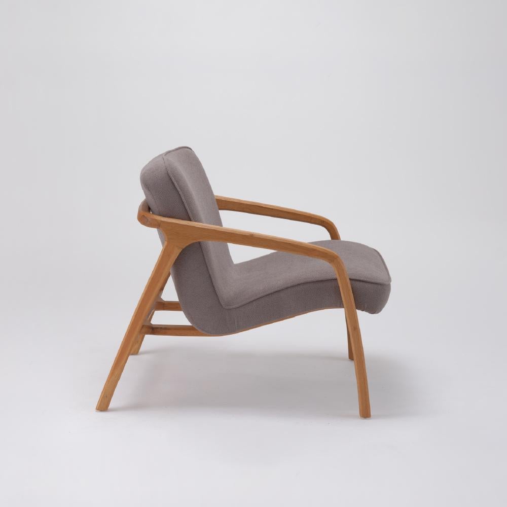 Scandinavian Modern Sole Armchair Grey - Solid Oak Wood For Sale