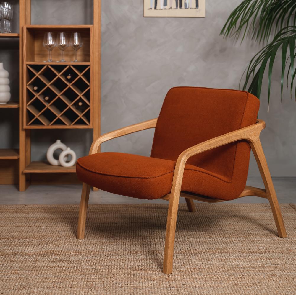 Sohle Sessel Orange - Massiv Eiche Wood (Skandinavische Moderne) im Angebot