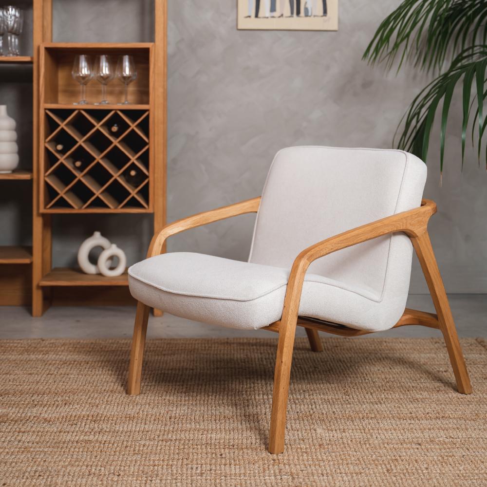 Scandinavian Modern Sole Armchair White - Solid Oak Wood For Sale