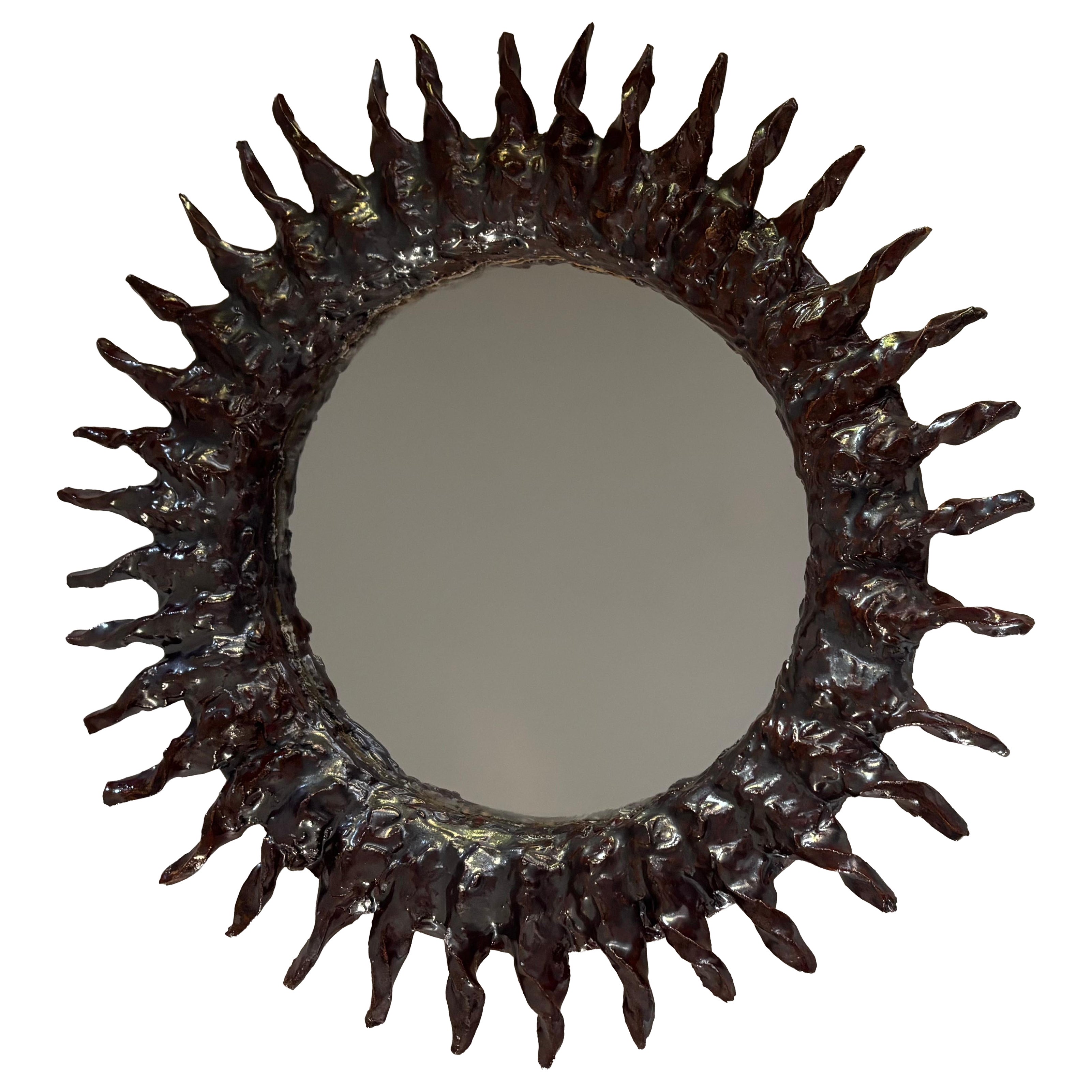 Specchio in ceramica contemporanea francese "Sole Bio" di Renzo Maar in vendita