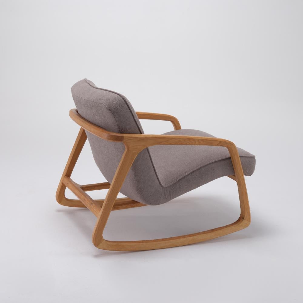 Turkish Sole Rocking Armchair Grey - Solid Oak Wood For Sale