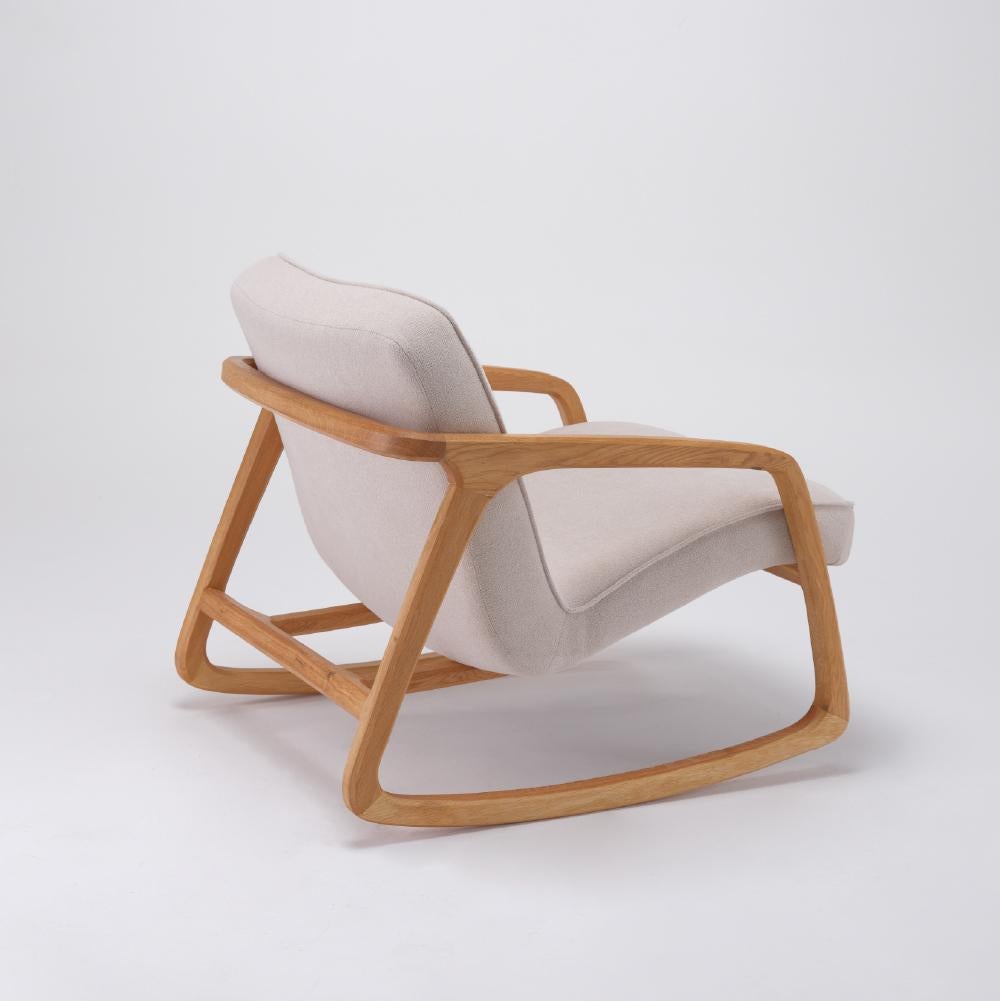 Sillón balancín Sole Blanco - Madera maciza de Roble Escandinavo moderno en venta