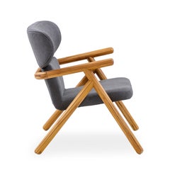 Customizable Scandinavian Teak Armchair with Charcoal Upholstery - Sole Line